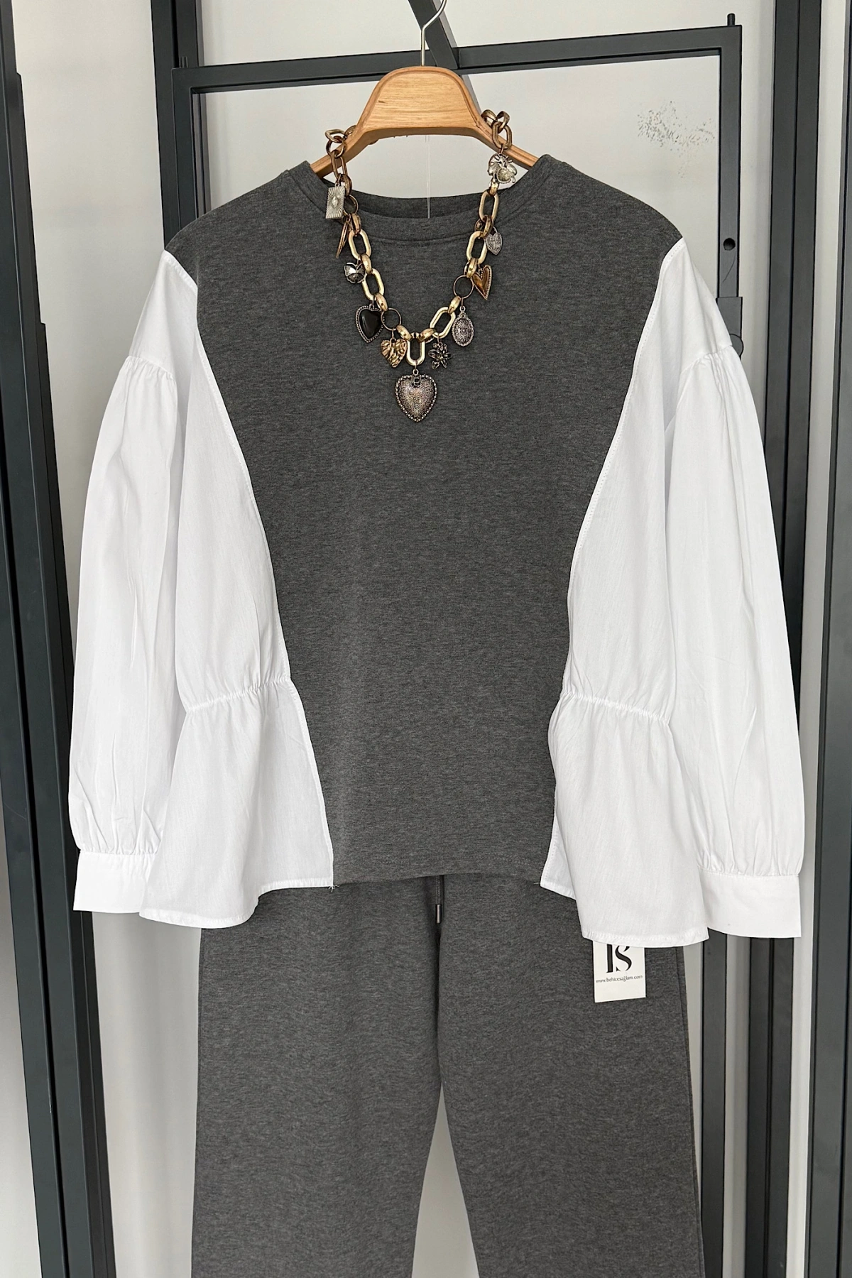 Sweat Gömlek Detaylı Takım Antrasit