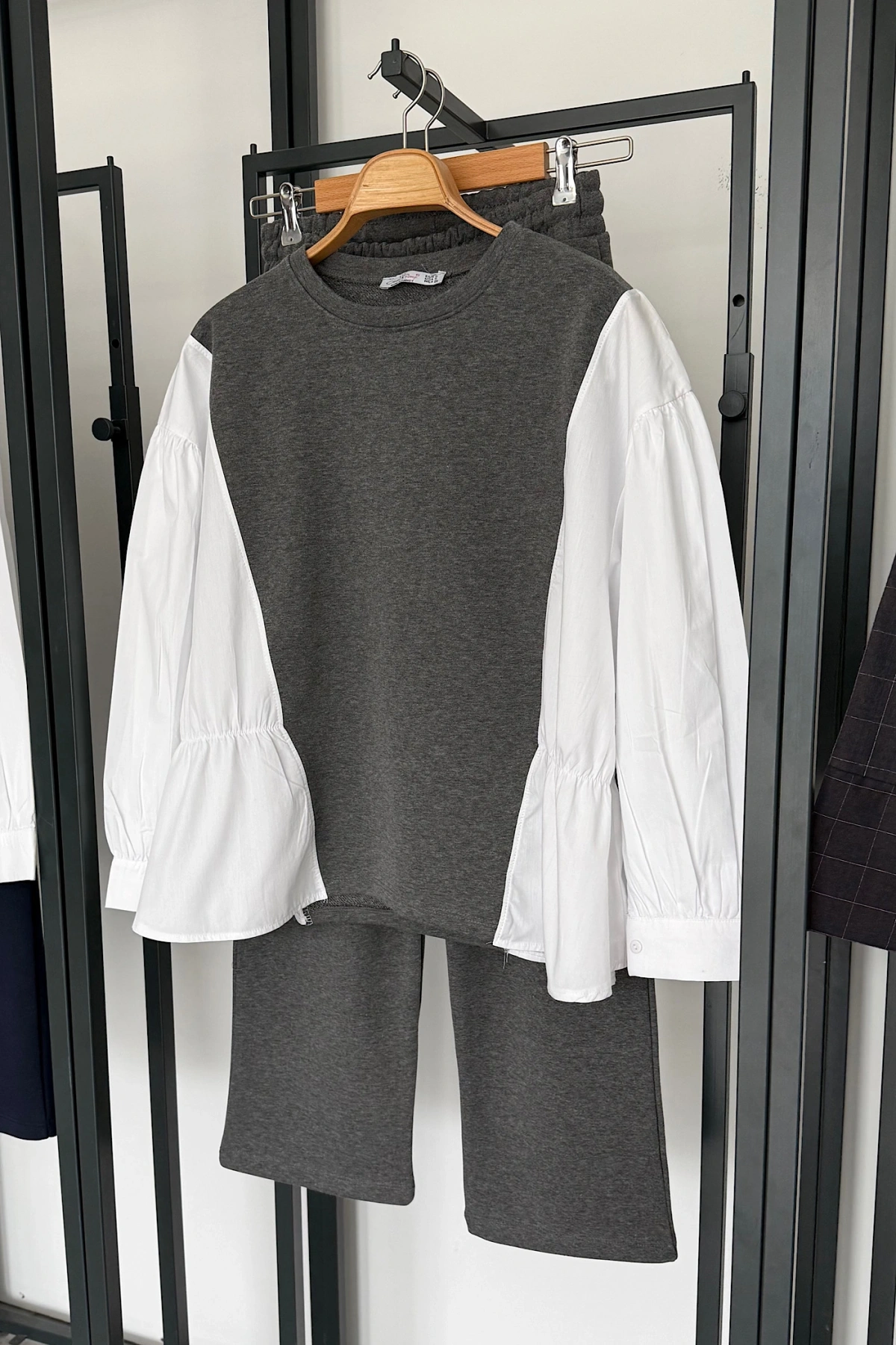 Sweat Gömlek Detaylı Takım Antrasit