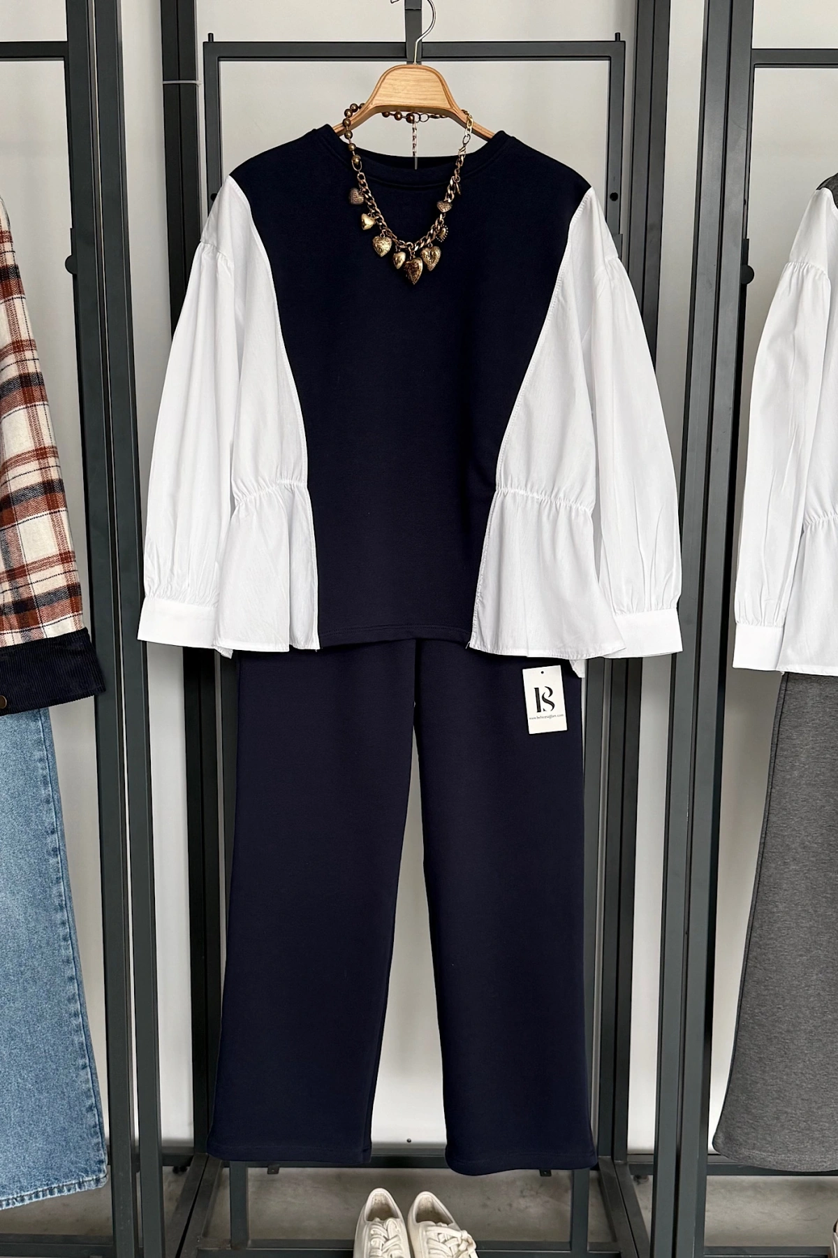 Sweat Gömlek Detaylı Takım Lacivert