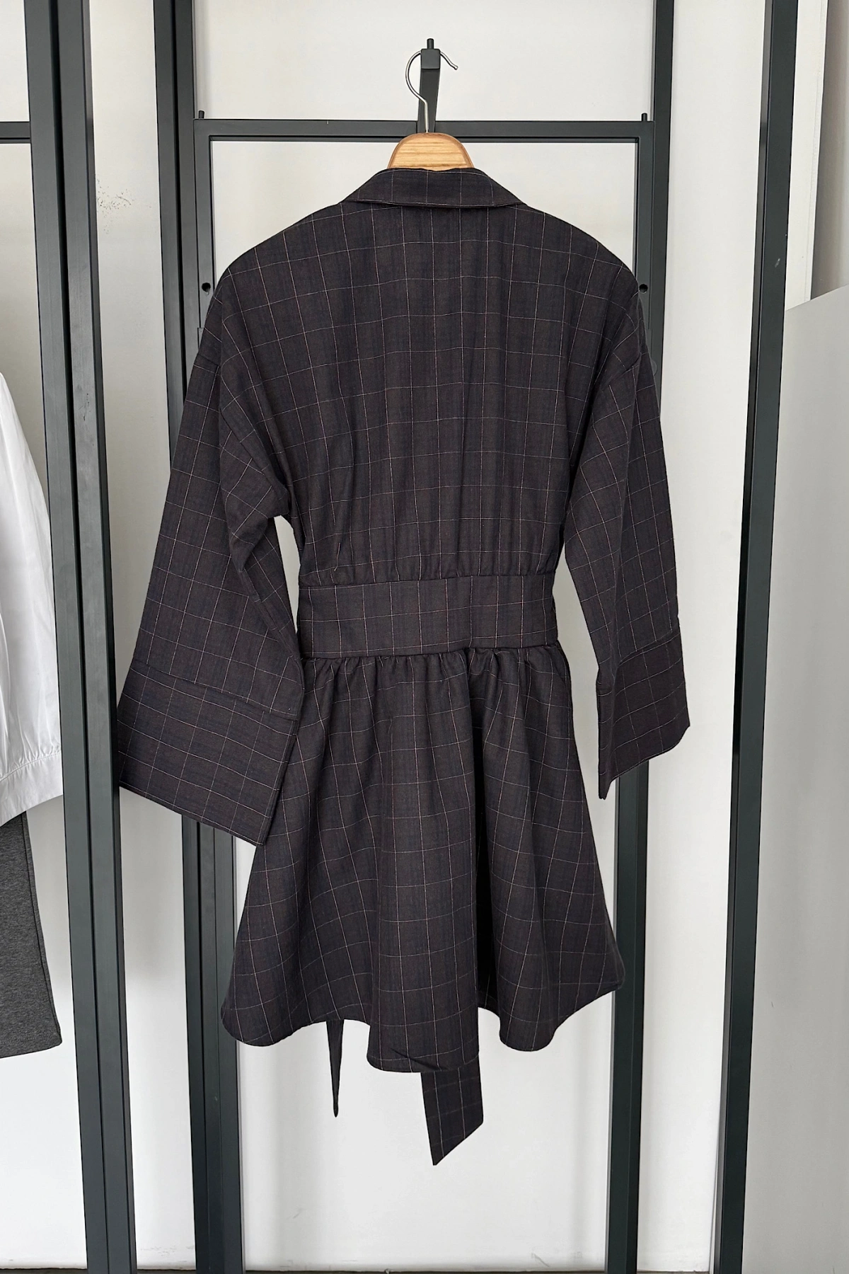 Bel Korse Detaylı Gömlek Elbise Lacivert