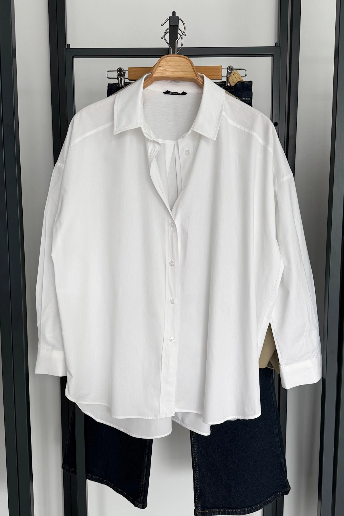 Bs Oversize Poplin Gömlek Beyaz