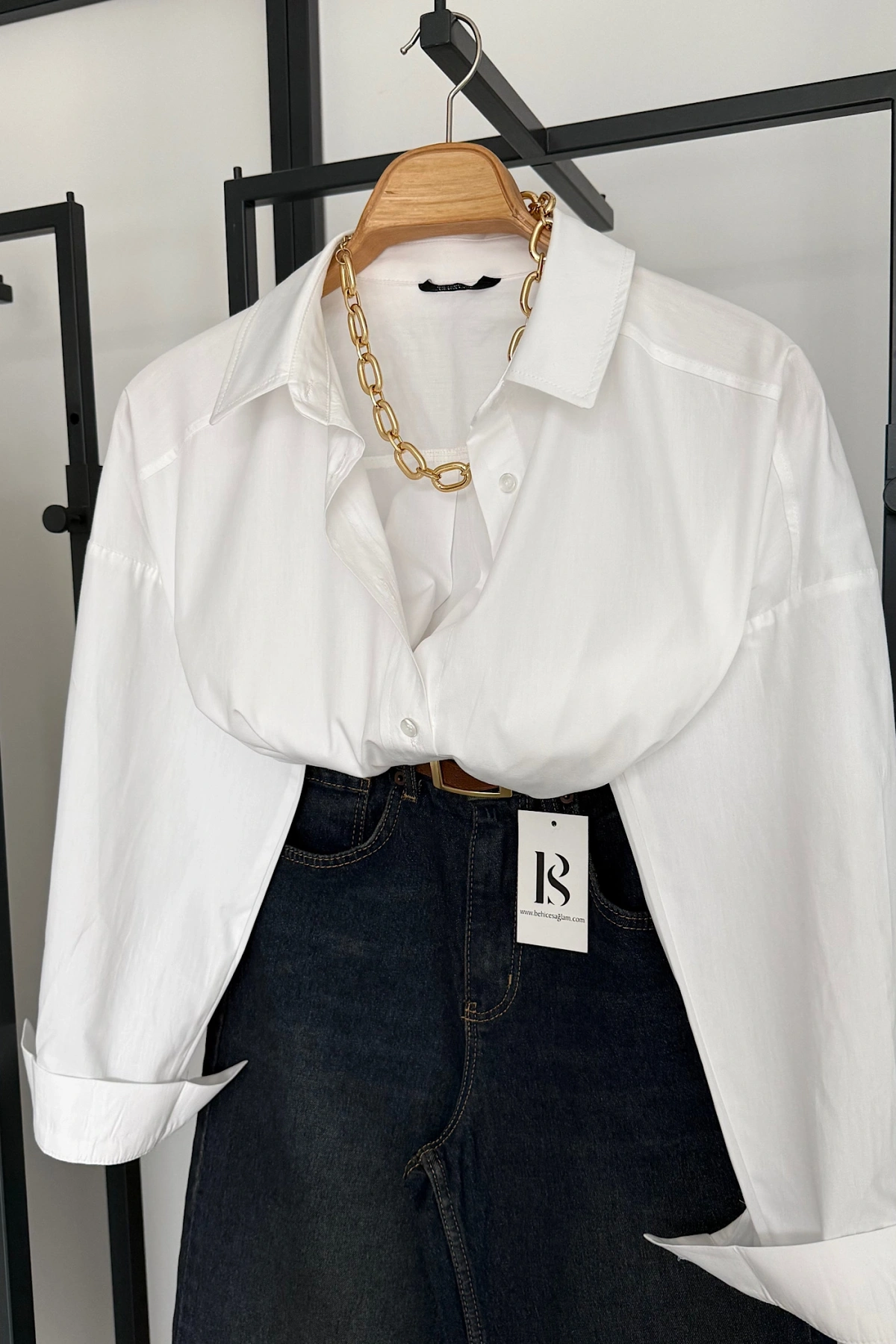 Bs Oversize Poplin Gömlek Beyaz