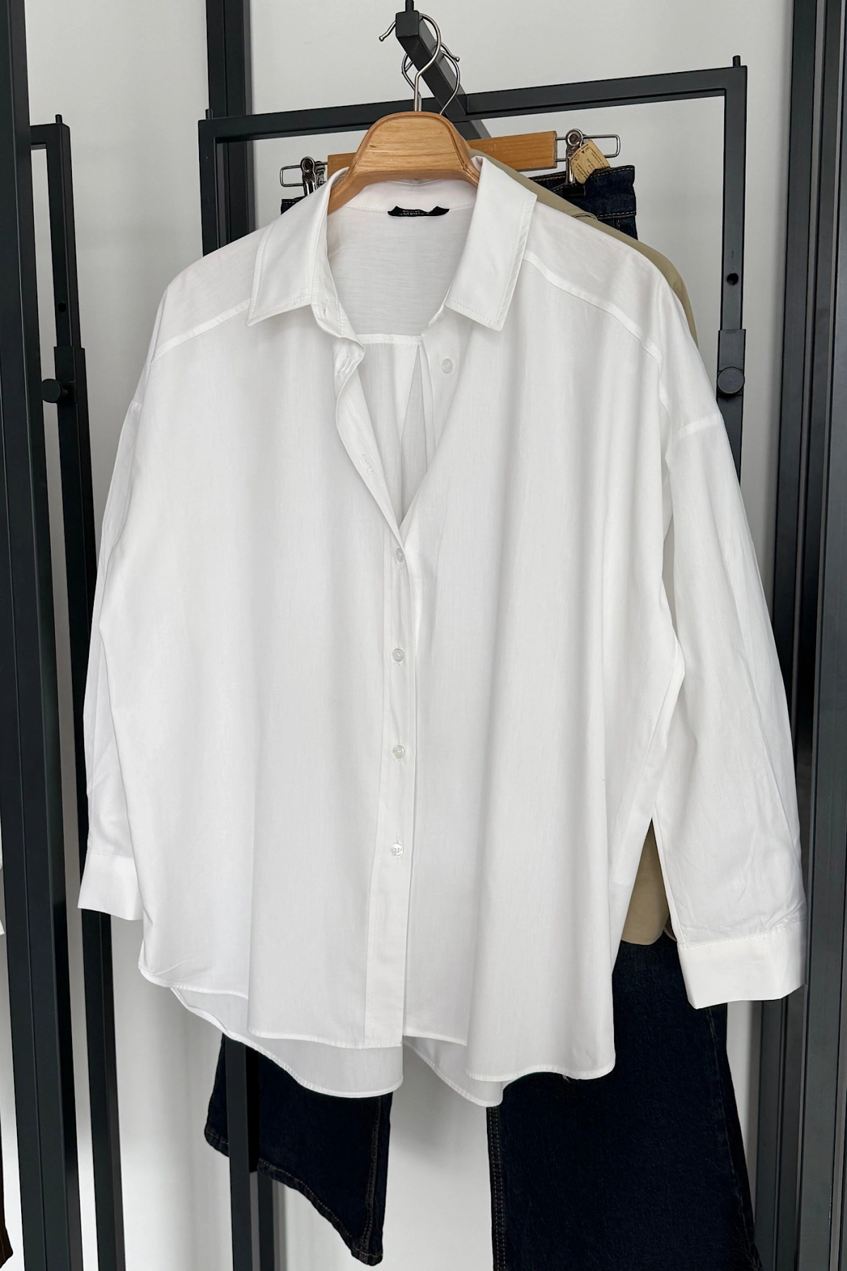 Bs Oversize Poplin Gömlek Beyaz