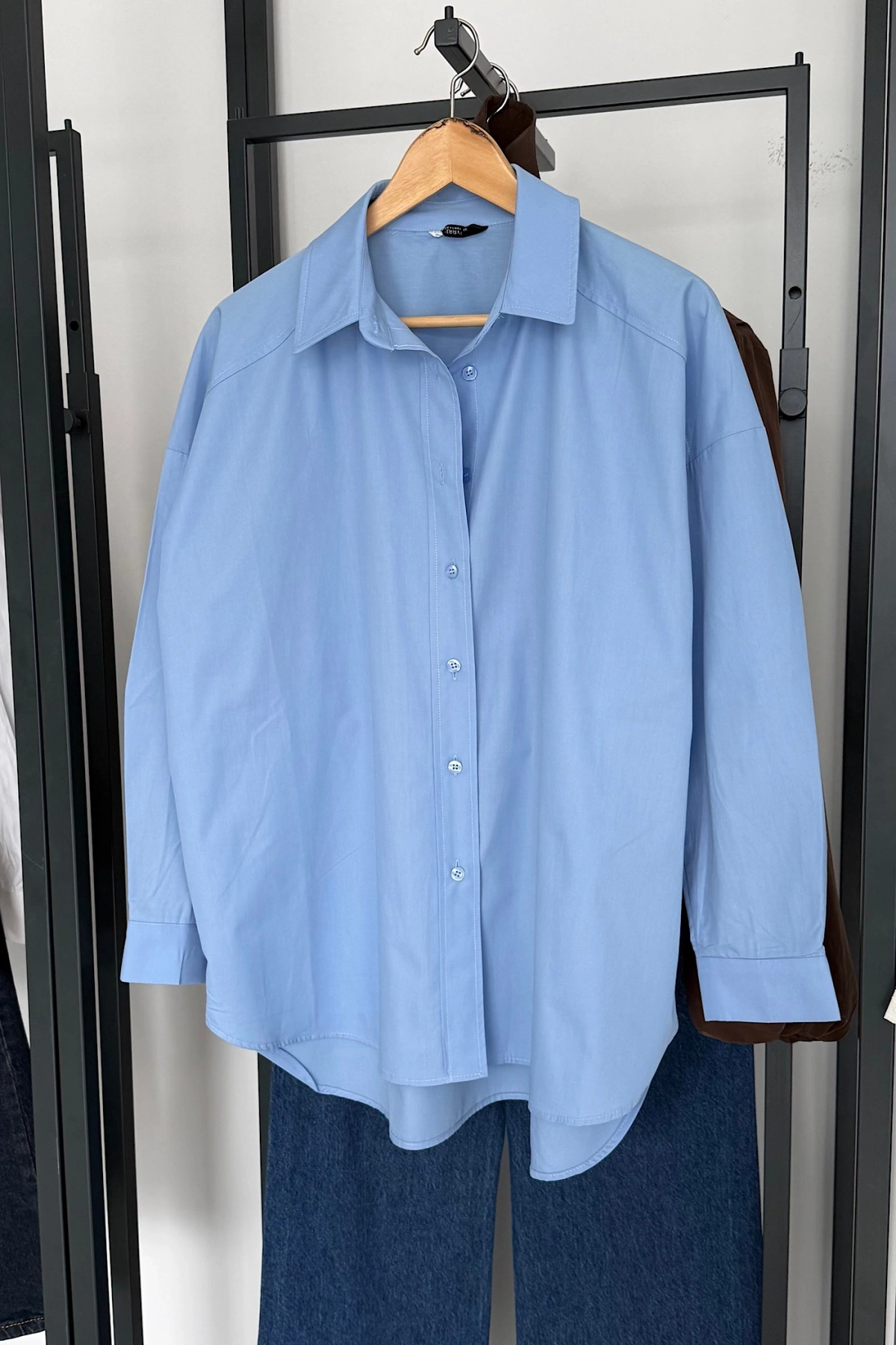 Bs Oversize Poplin Gömlek Mavi