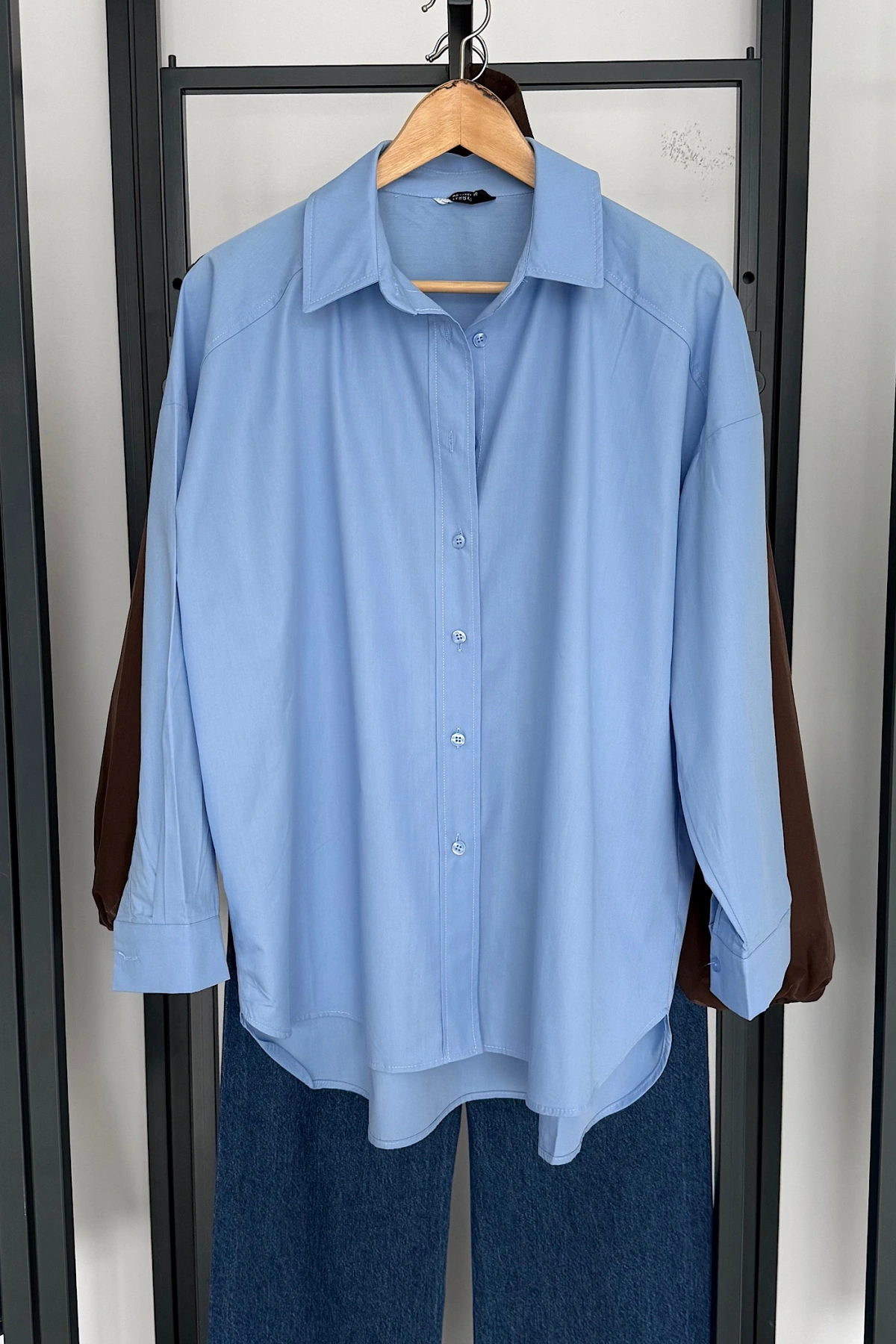 Bs Oversize Poplin Gömlek Mavi