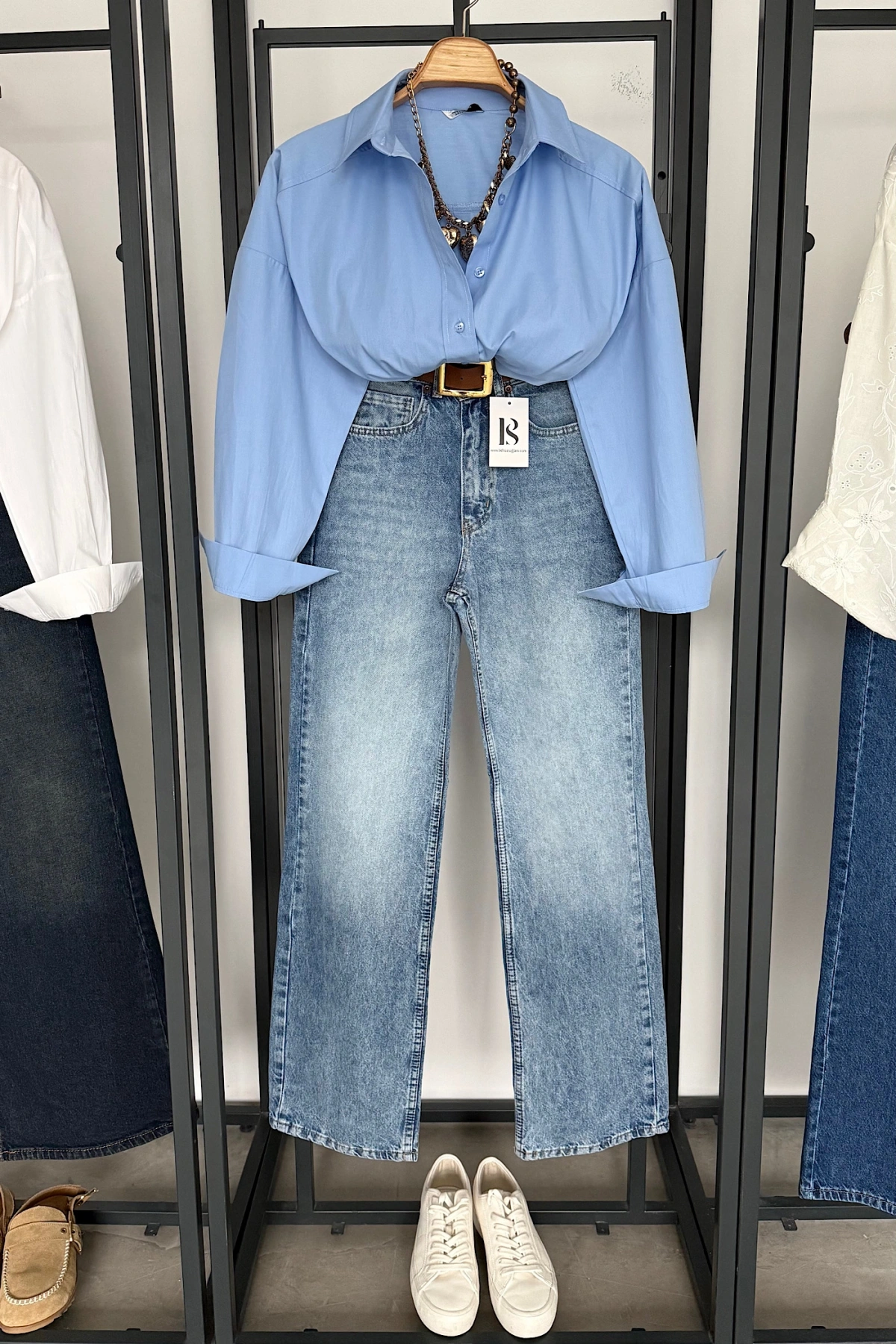 Bs Oversize Poplin Gömlek Mavi