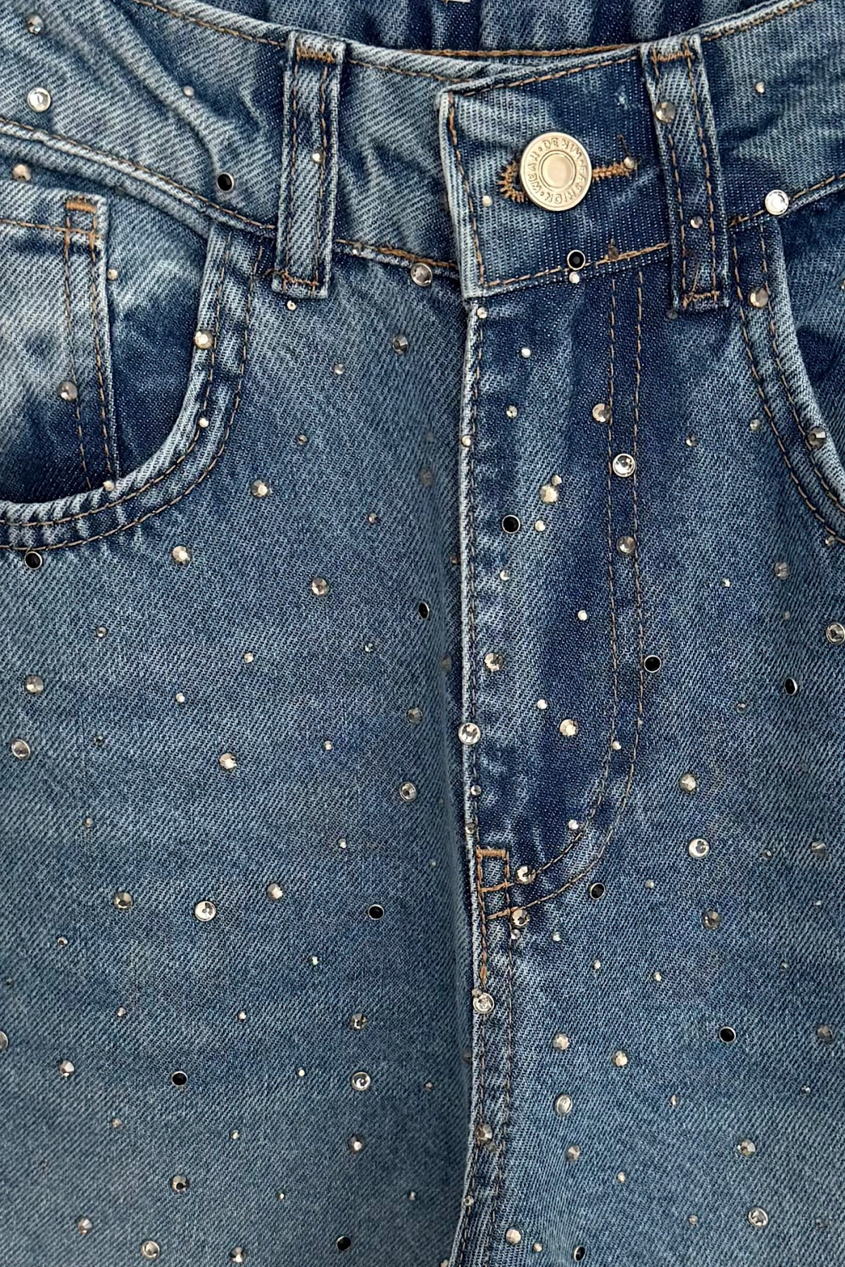 Seyrek Taşlı Jean Mavi