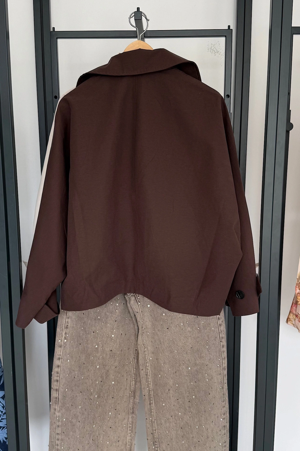 Yarasa Kol Crop Trenç Kahverengi