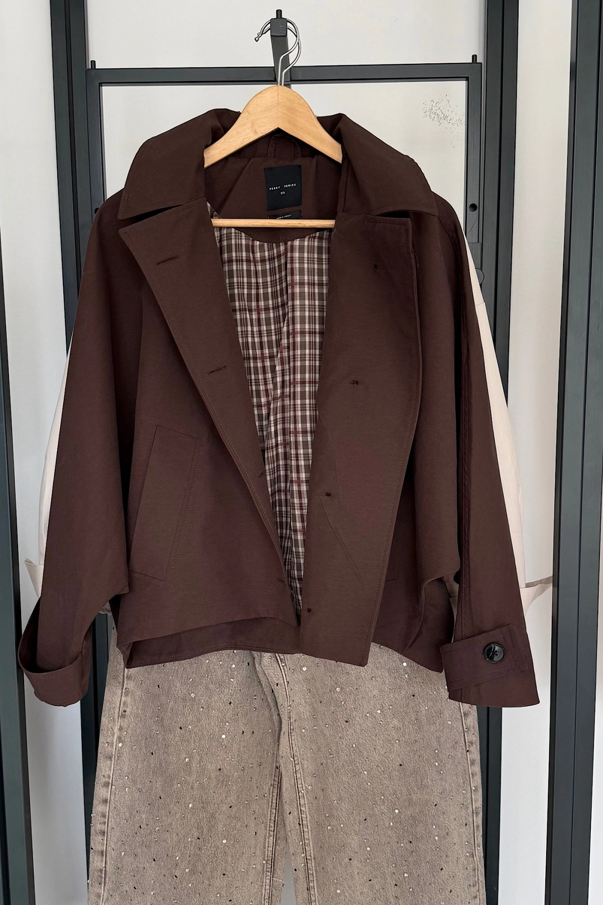 Yarasa Kol Crop Trenç Kahverengi