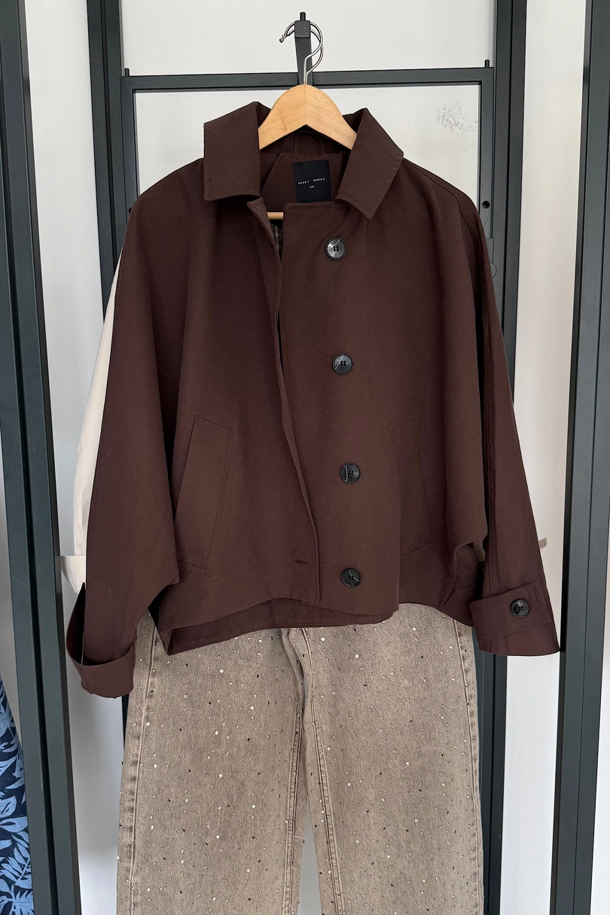 Yarasa Kol Crop Trenç Kahverengi