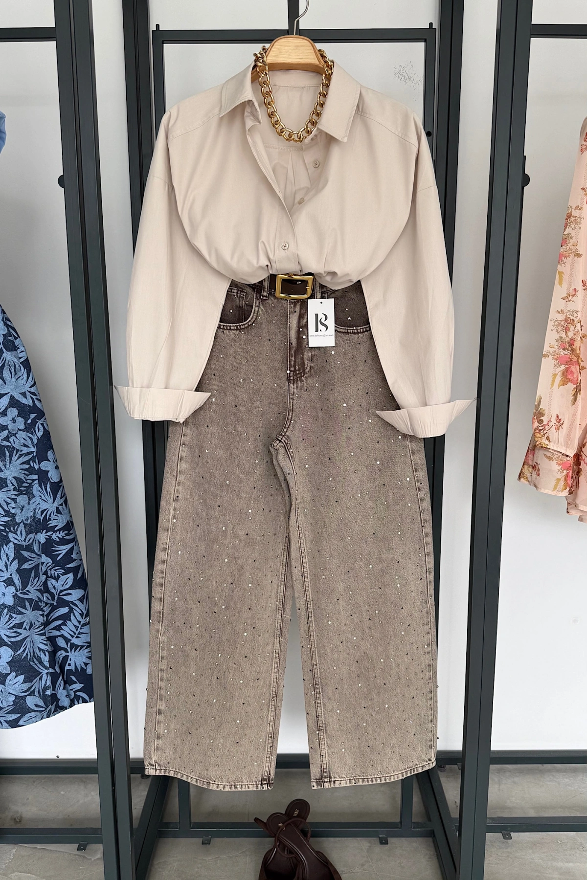 Bs Oversize Poplin Gömlek Taş