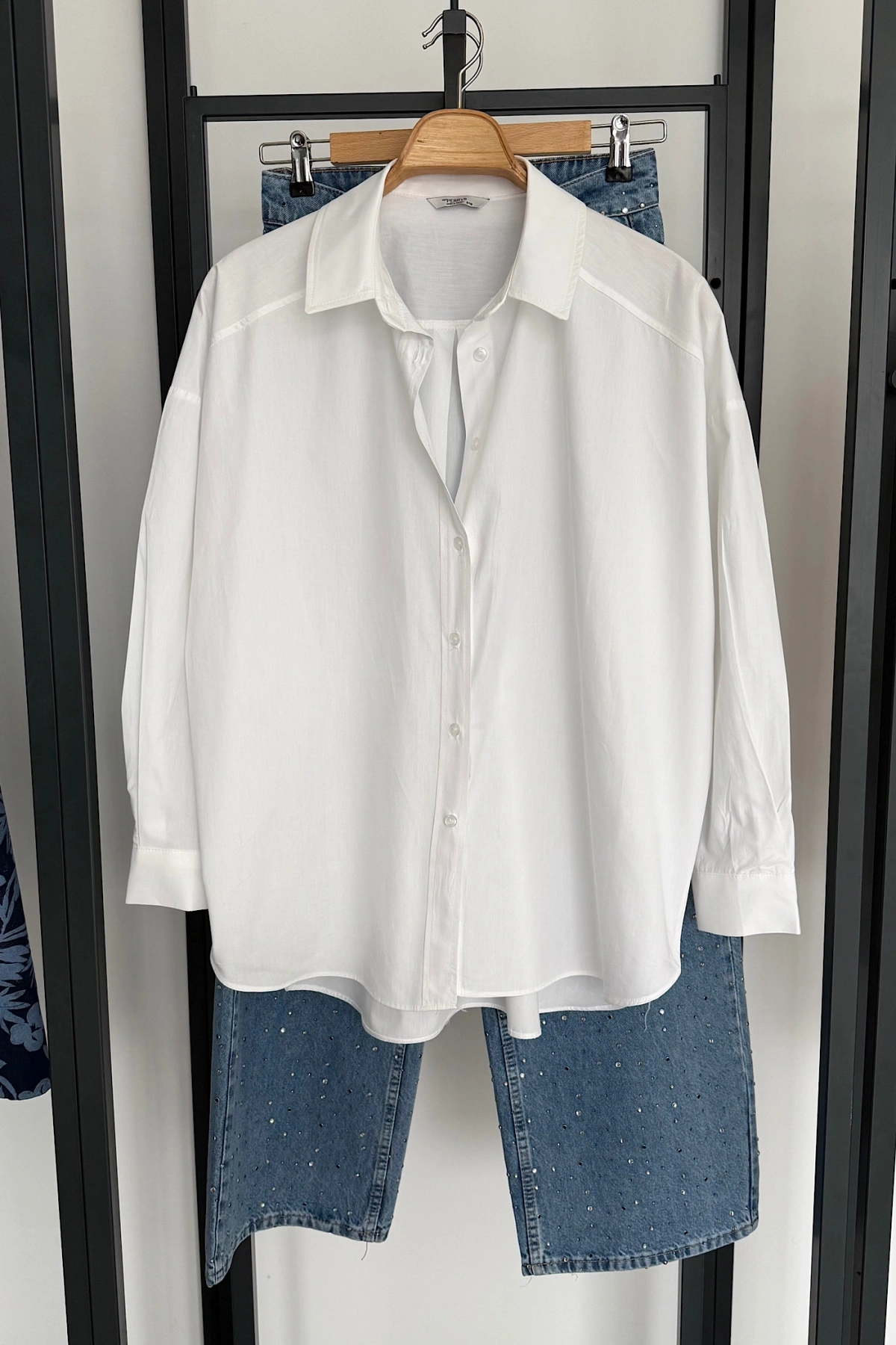 Bs Oversize Poplin Gömlek Beyaz