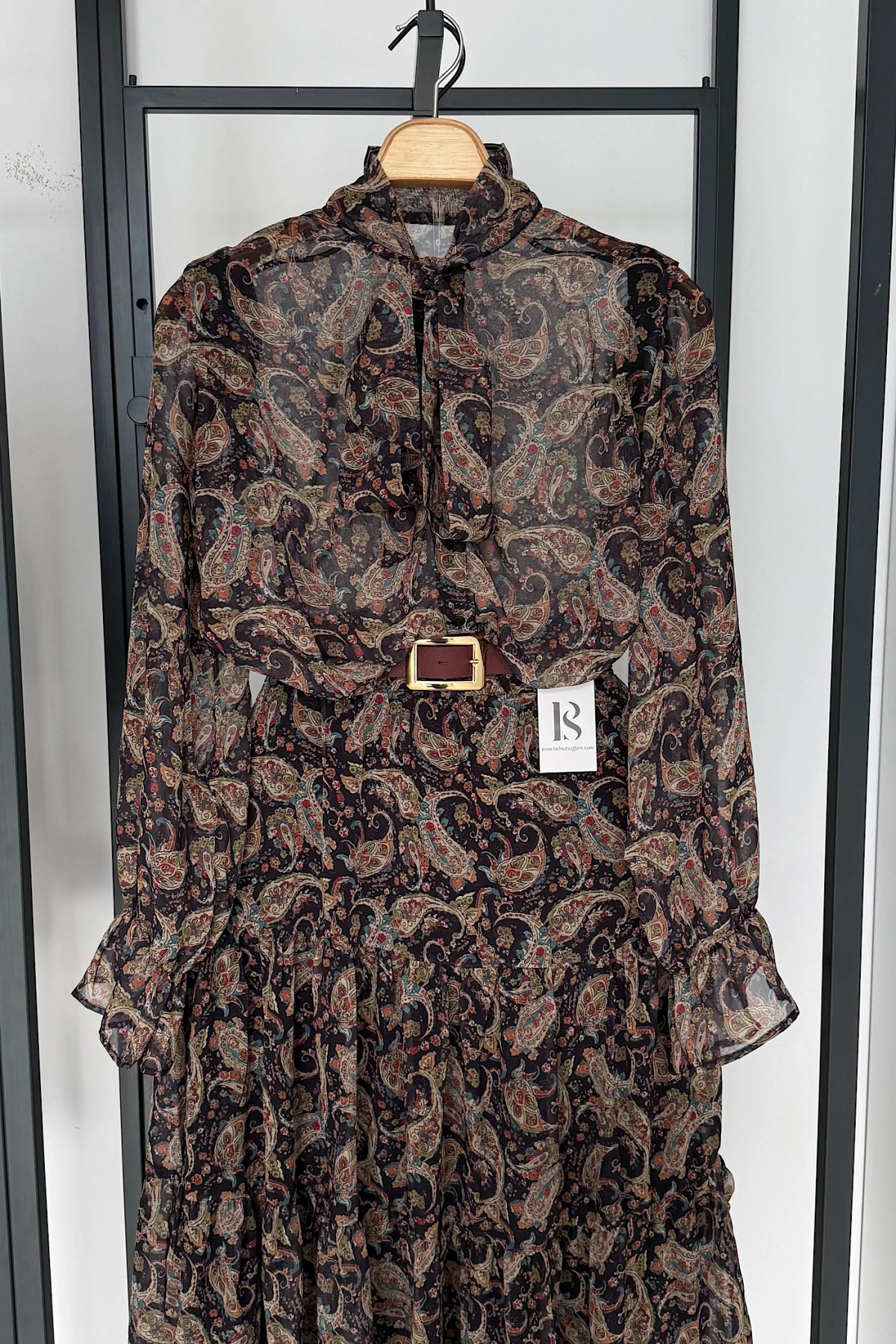 Fiyonklu Gömlek Kat Etekli Şifon Takım Yeşil