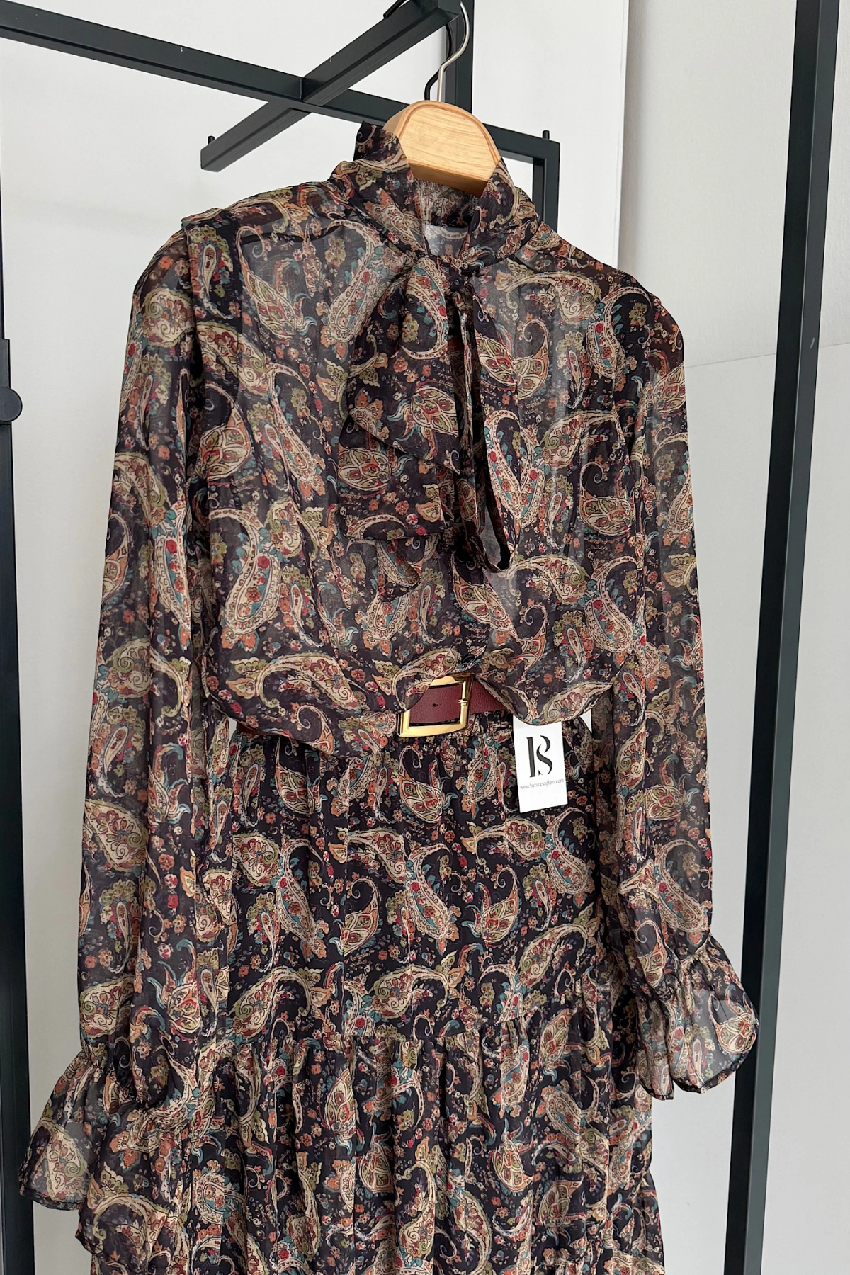 Fiyonklu Gömlek Kat Etekli Şifon Takım Yeşil