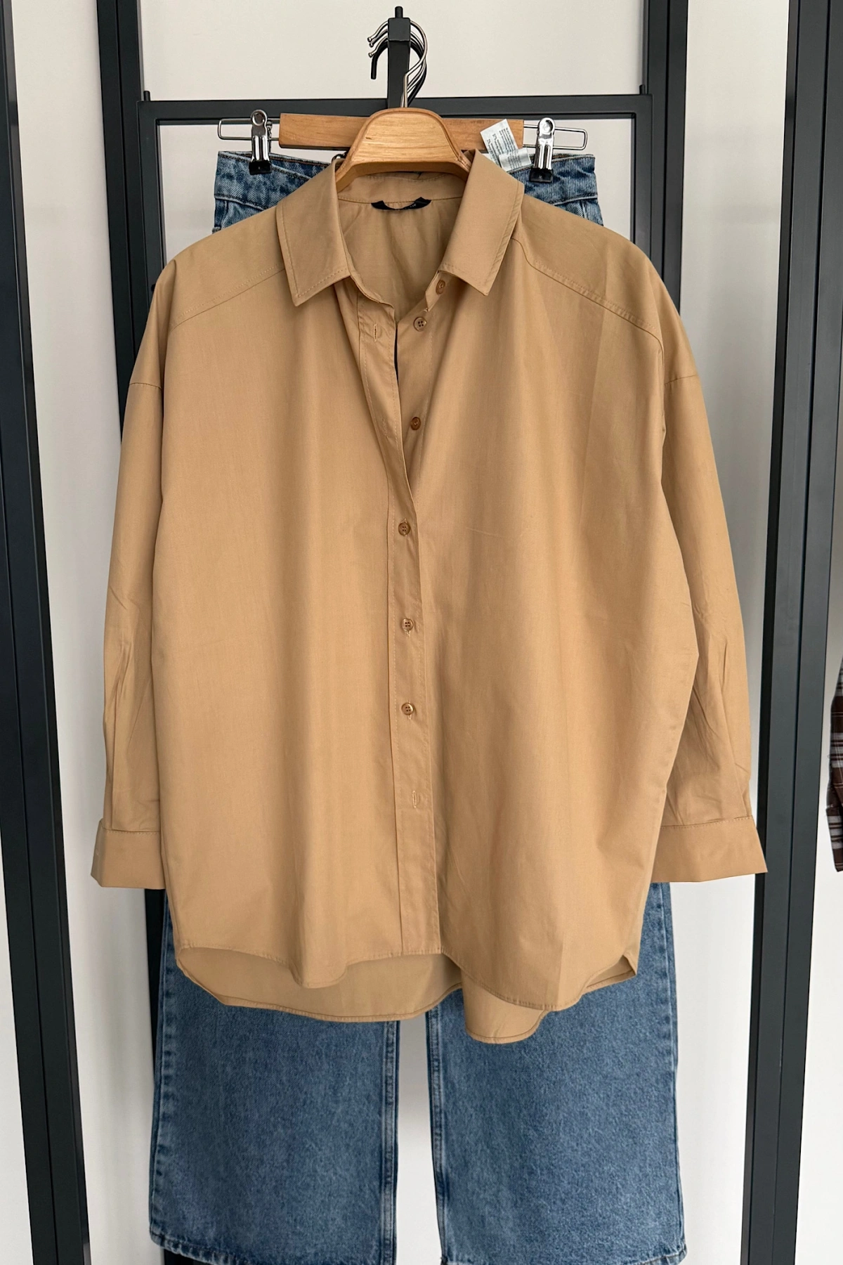 Bs Oversize Poplin Gömlek Camel