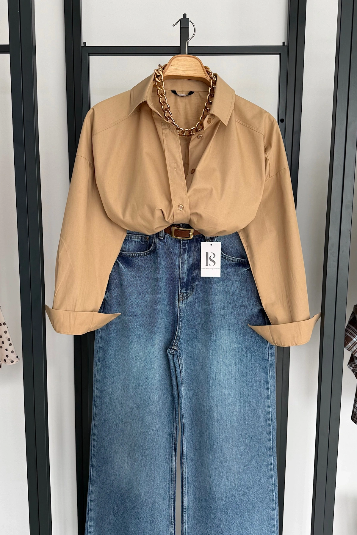 Bs Oversize Poplin Gömlek Camel