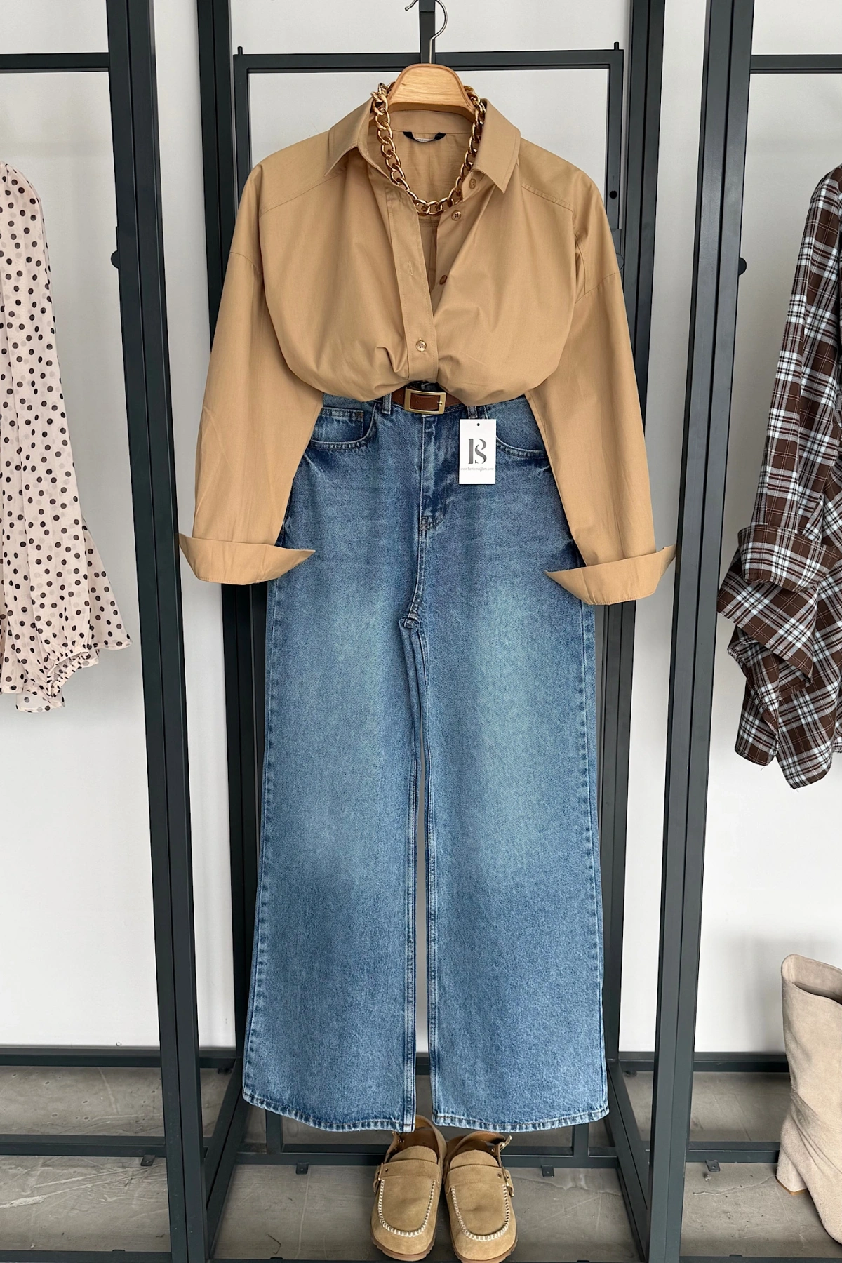 Bs Oversize Poplin Gömlek Camel