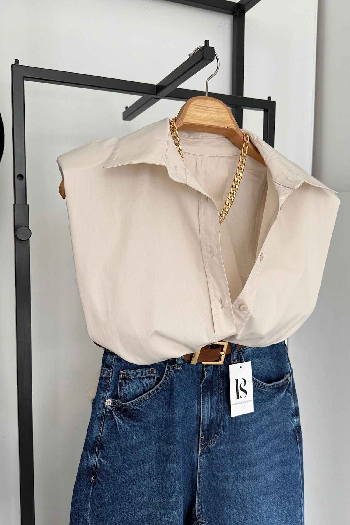 Vatkalı Kısa Kol Gömlek Taş