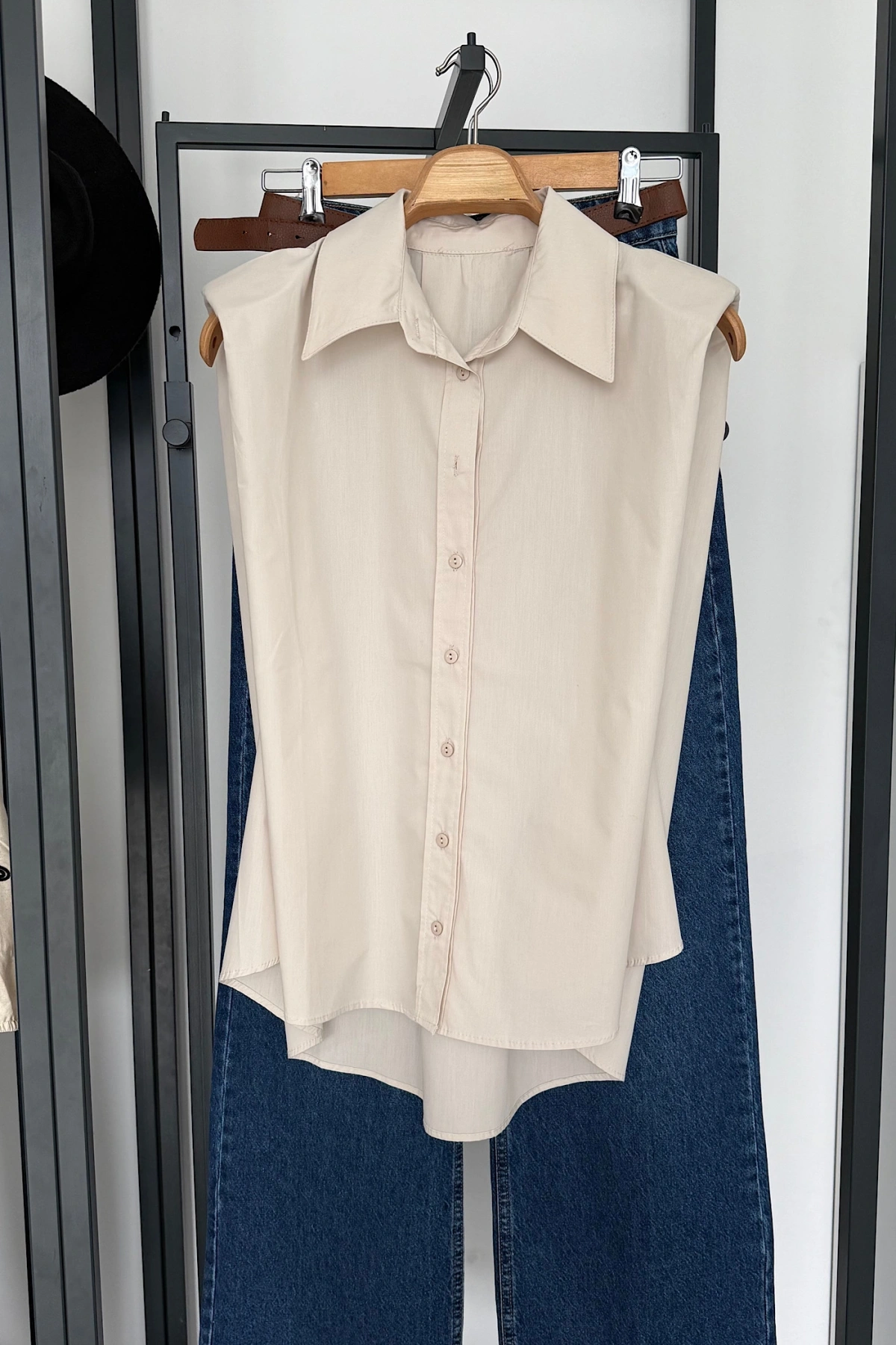 Vatkalı Kısa Kol Gömlek Taş