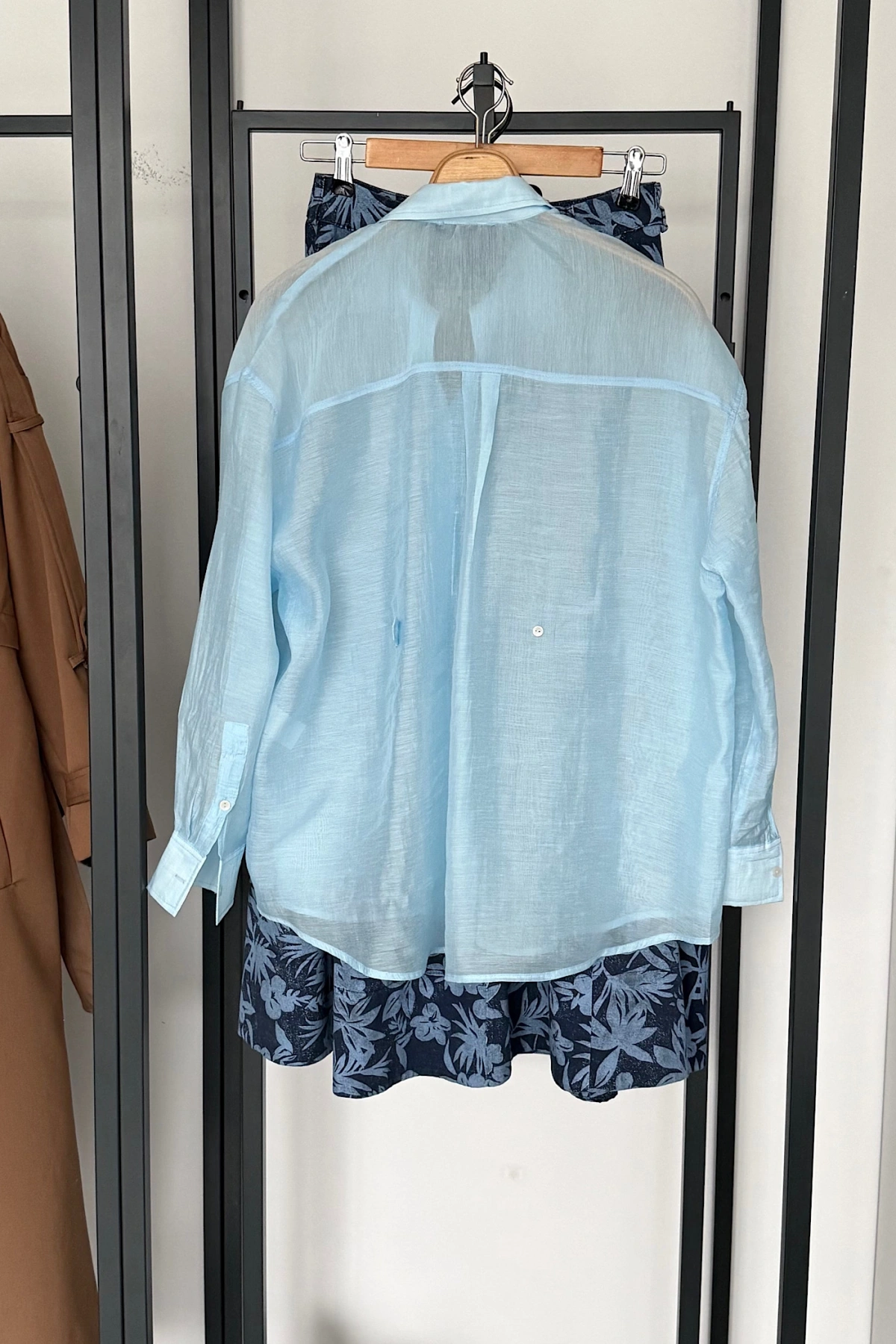 Arka Detay Tensel Gömlek Mavi