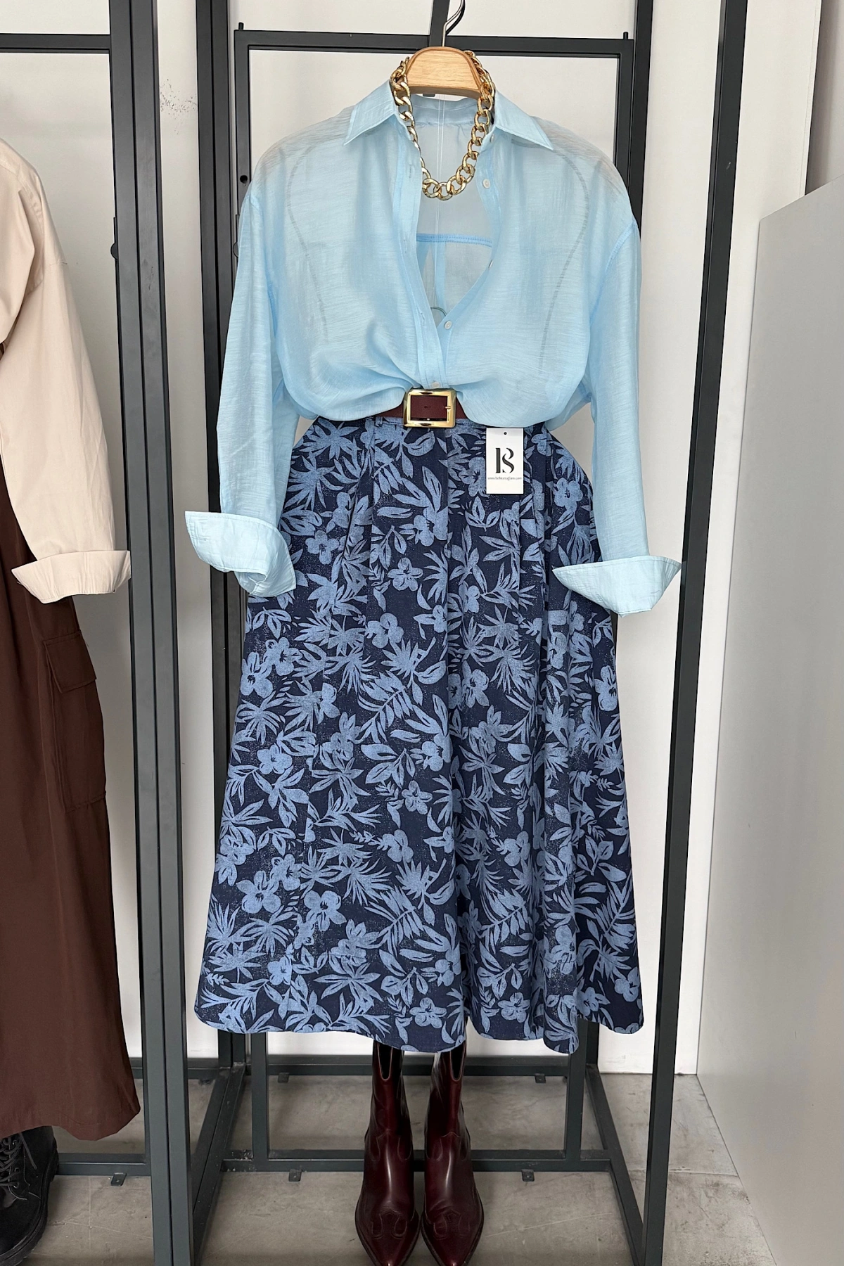 Arka Detay Tensel Gömlek Mavi