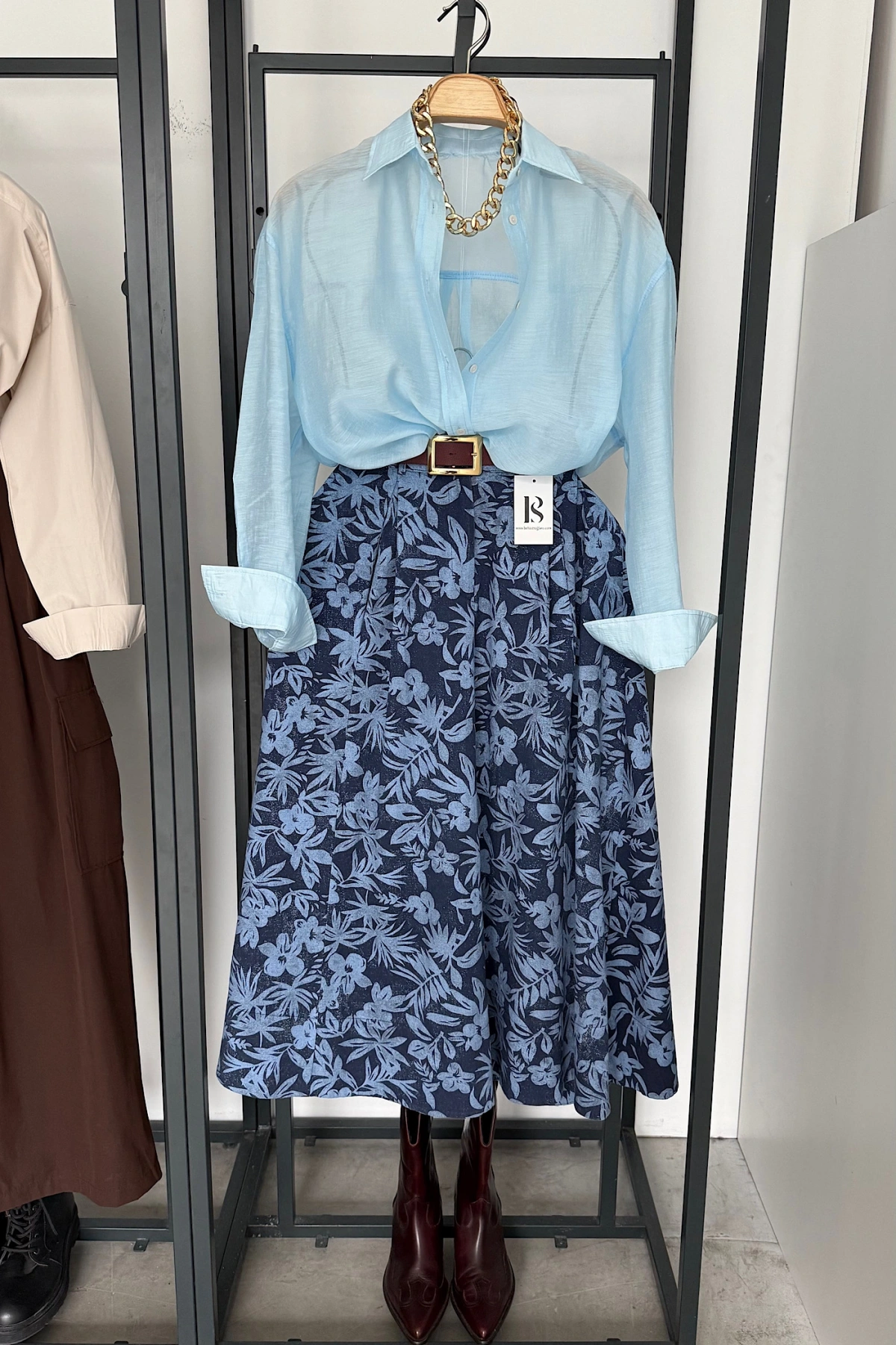 Arka Detay Tensel Gömlek Mavi