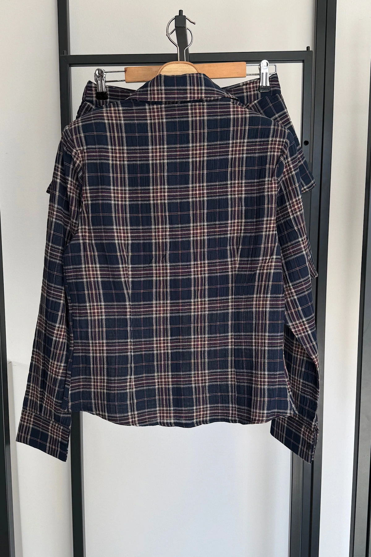 Eteği Katlı Ekose Gömlek Takım