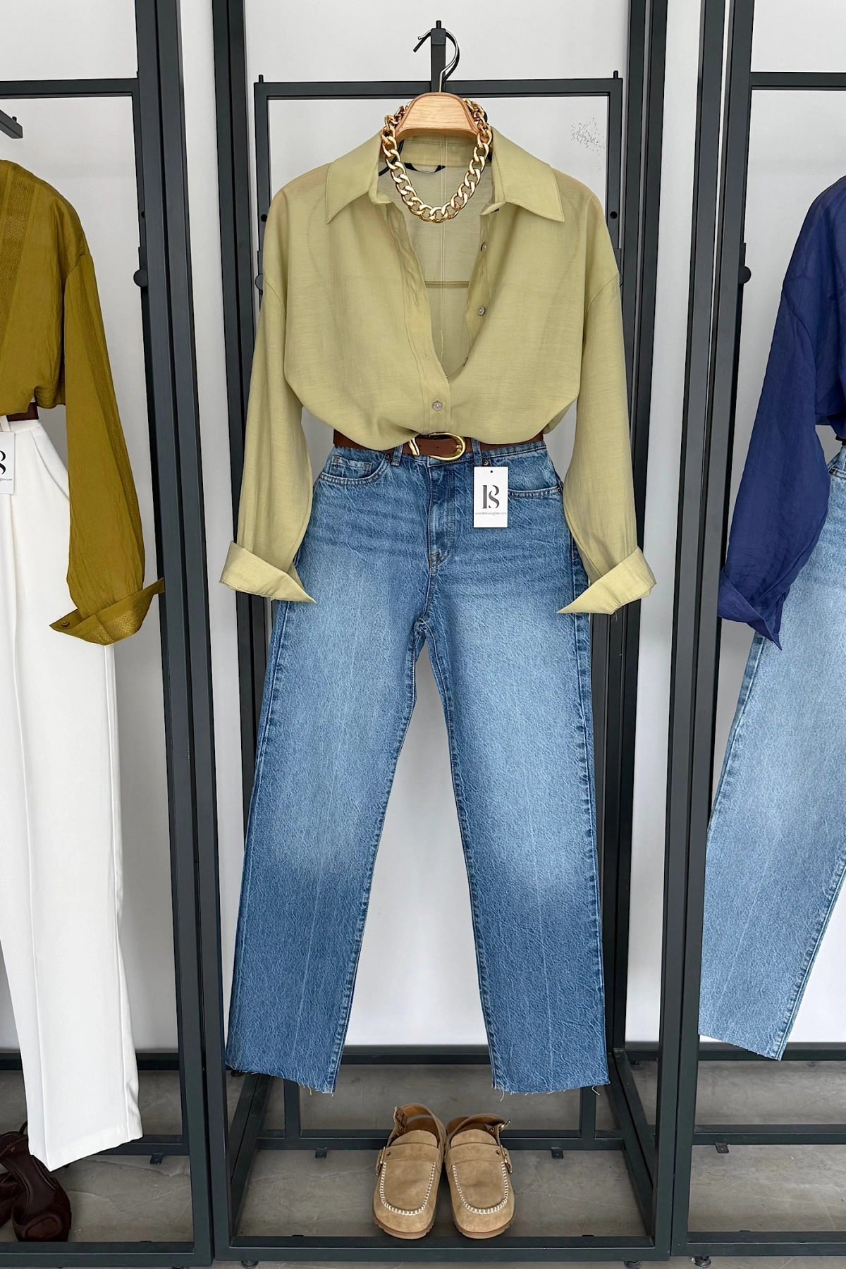 Oversize İpeksi Gömlek Yeşil