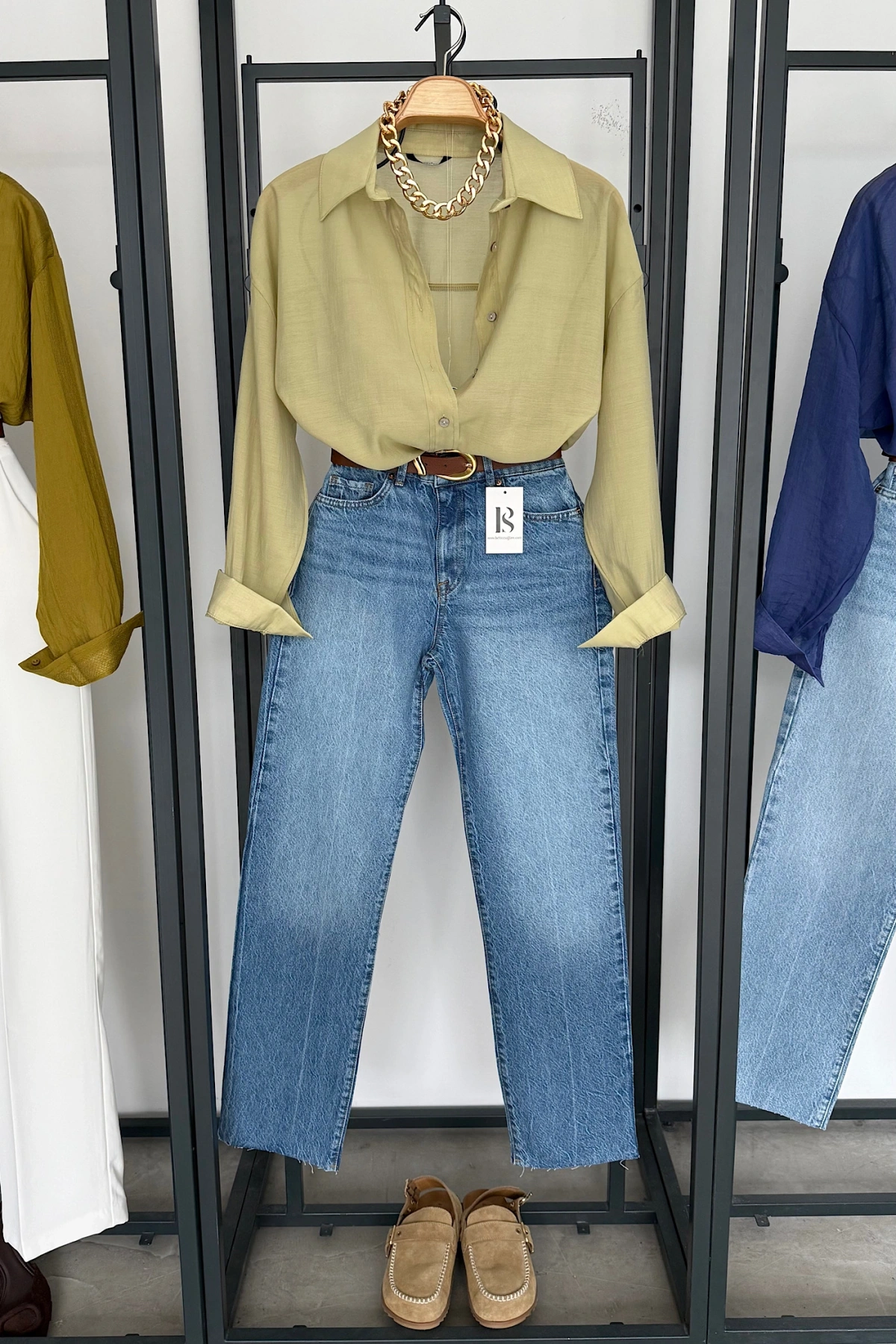 Oversize İpeksi Gömlek Yeşil