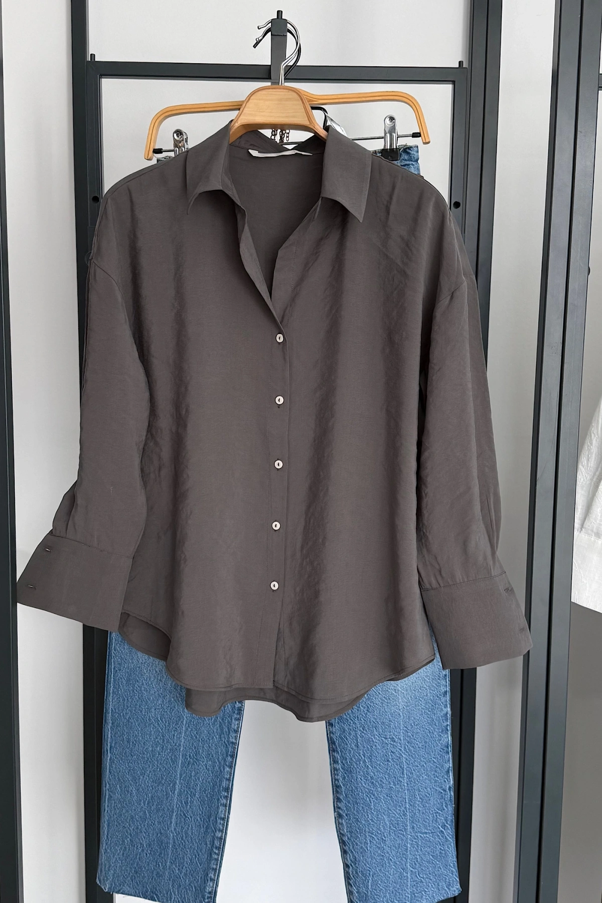 Basic Modal Gömlek Gri
