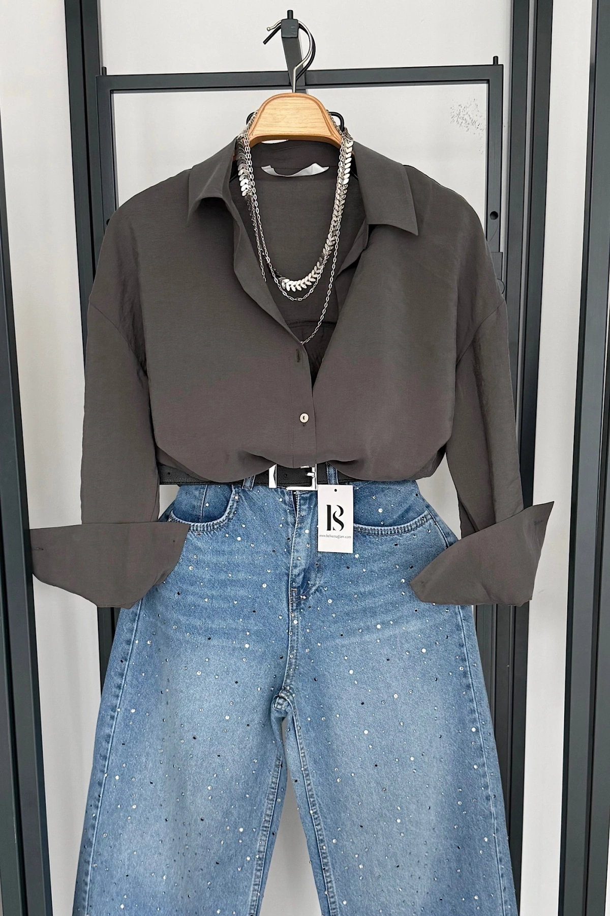 Basic Modal Gömlek Gri