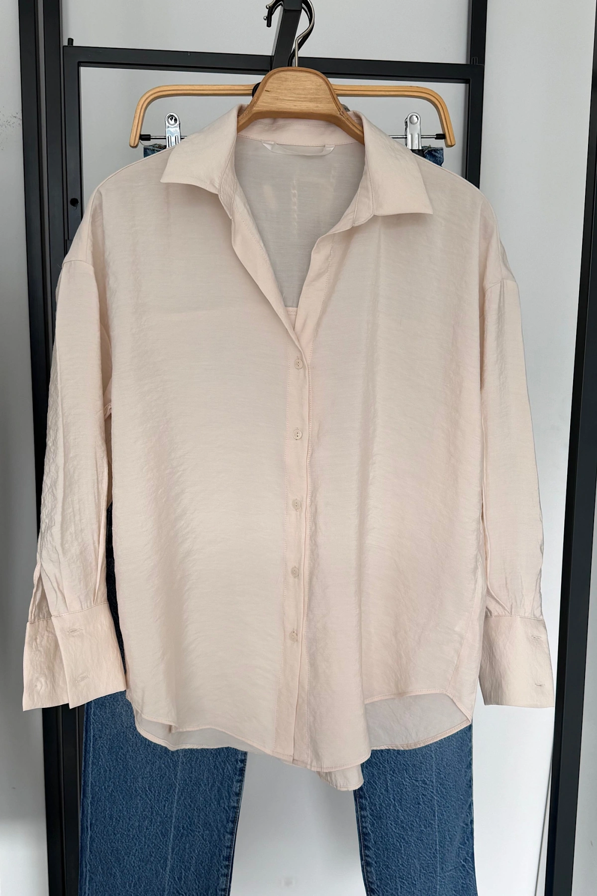 Basic Modal Gömlek Krem