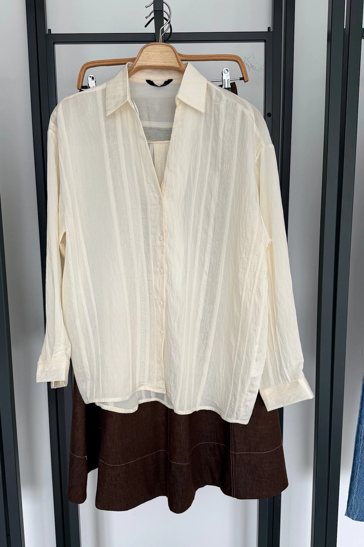 Transparan Gömlek Krem