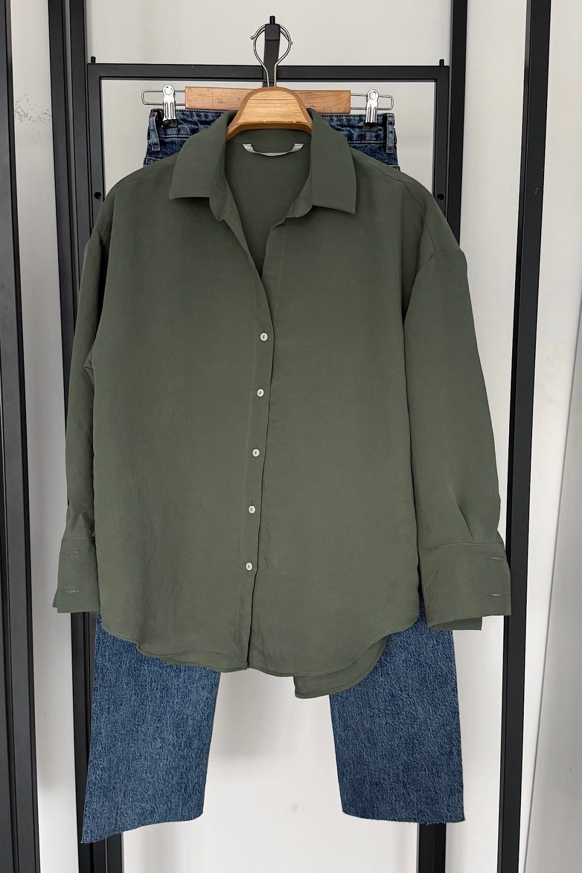 Basic Modal Gömlek Yeşil