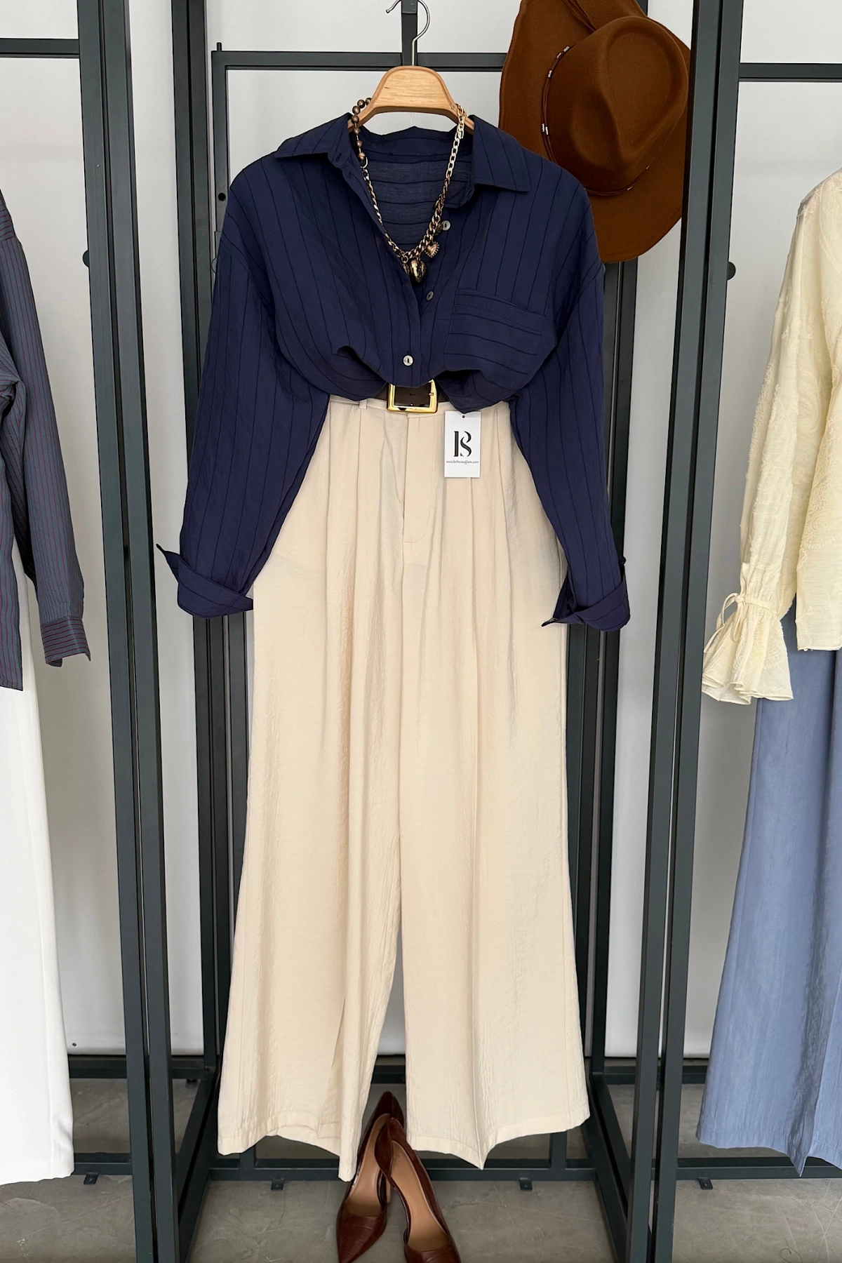 Bs Pile Detaylı Modal Pantolon Krem