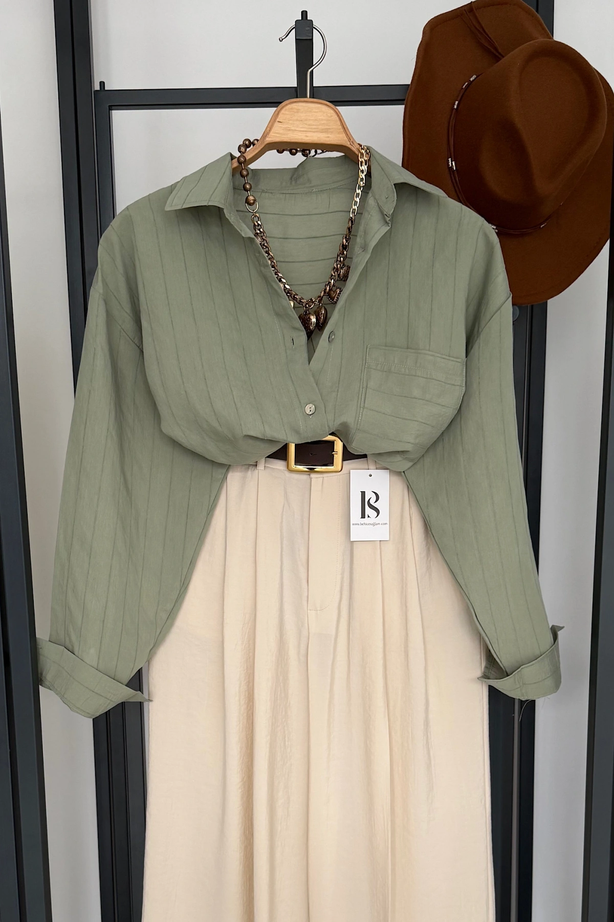 Bs Pile Detaylı Modal Pantolon Krem