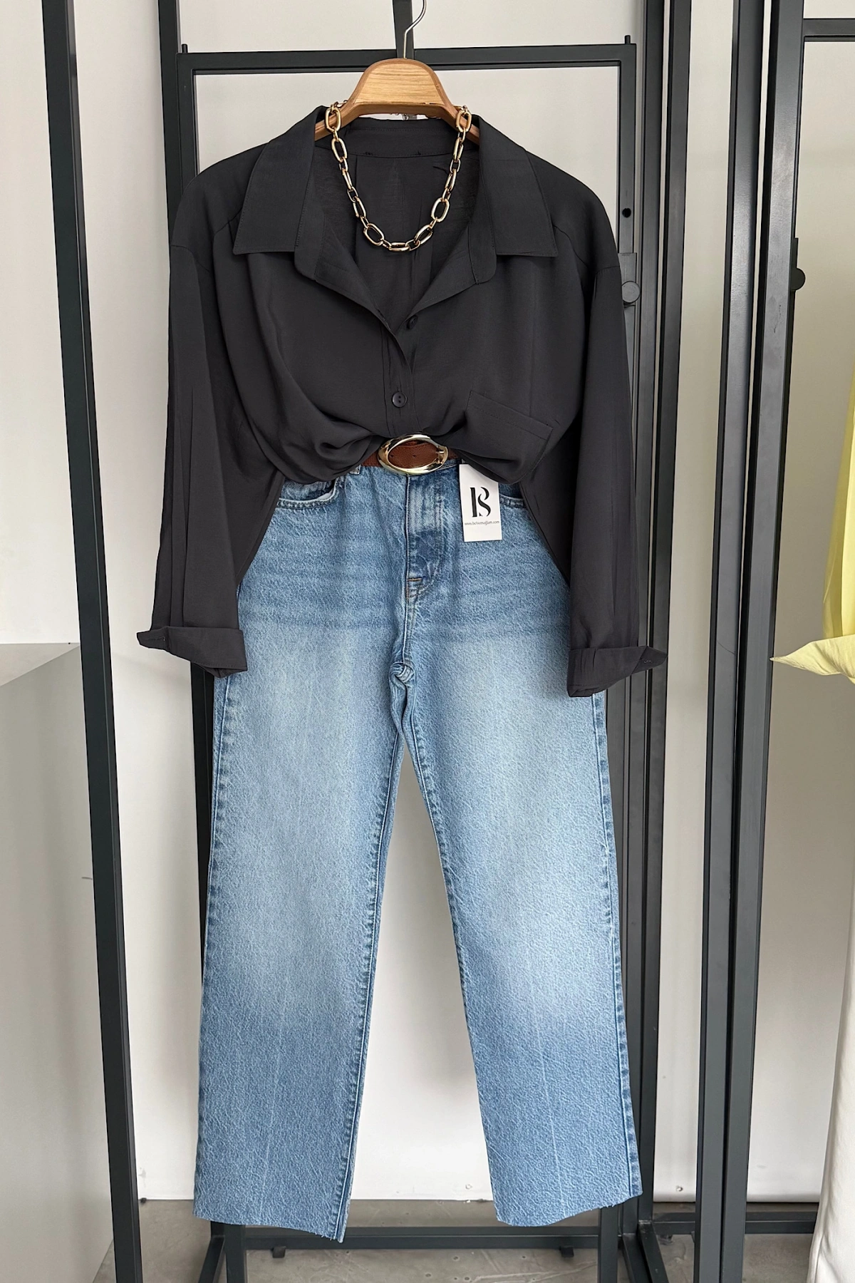 Tek Cep Oversize Gömlek Füme