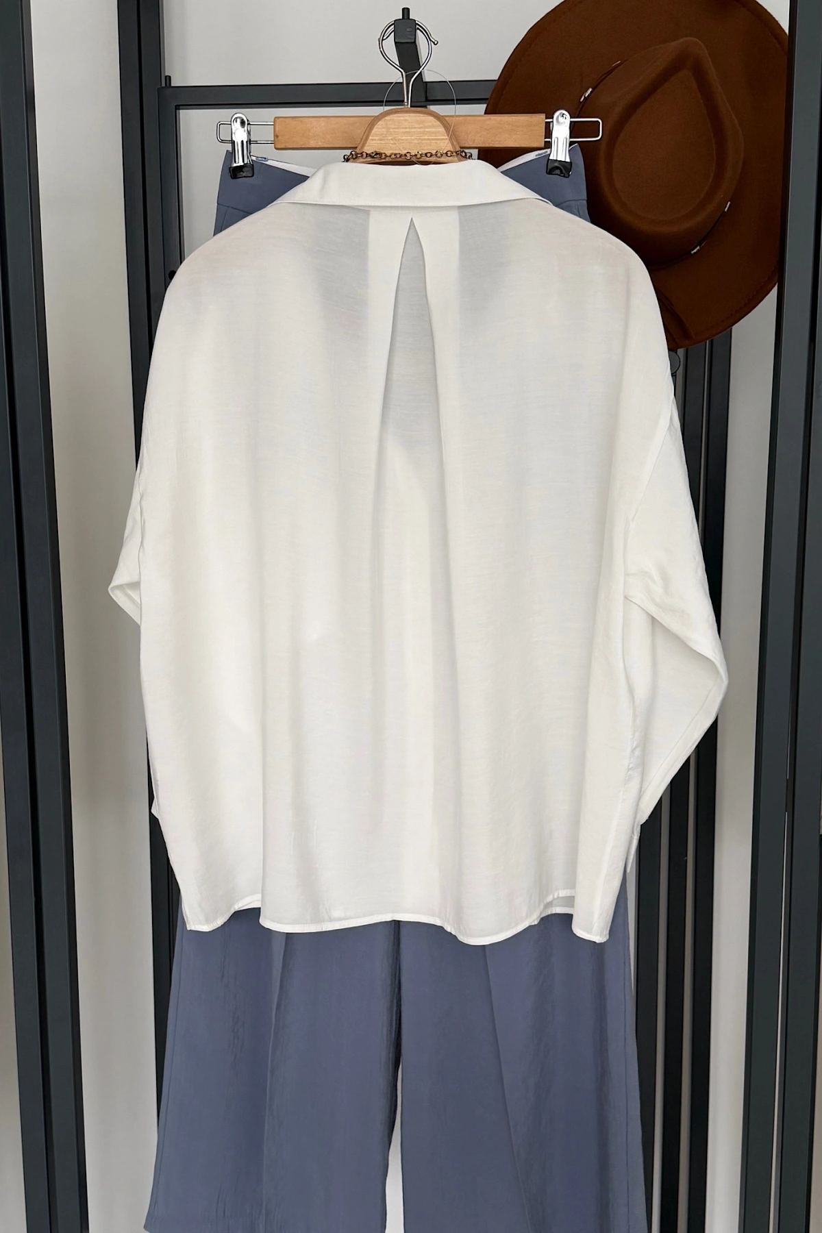 Tek Cep Oversize Gömlek Ekru