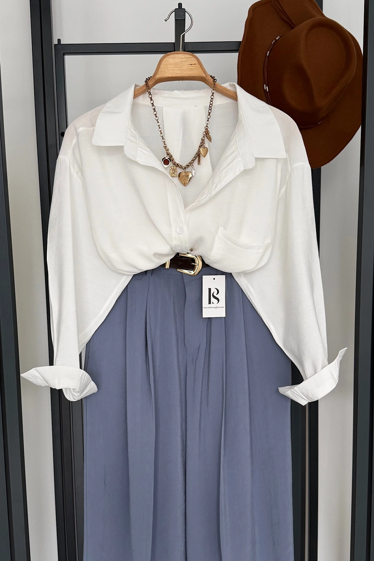 Tek Cep Oversize Gömlek Ekru