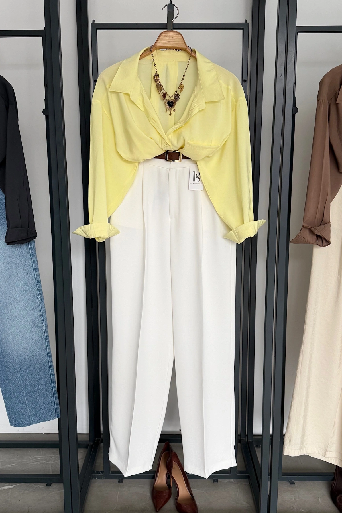 Tek Cep Oversize Gömlek Sarı