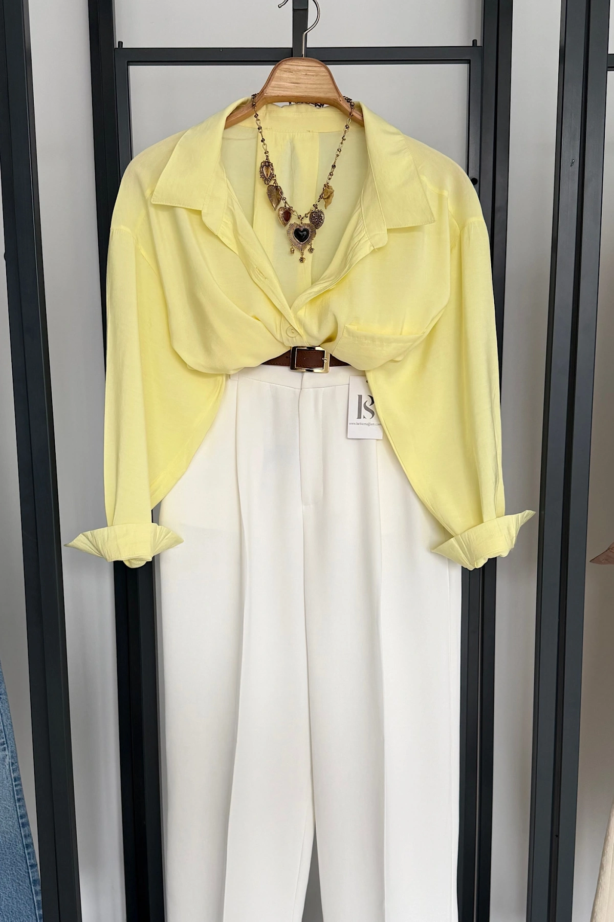 Tek Cep Oversize Gömlek Sarı