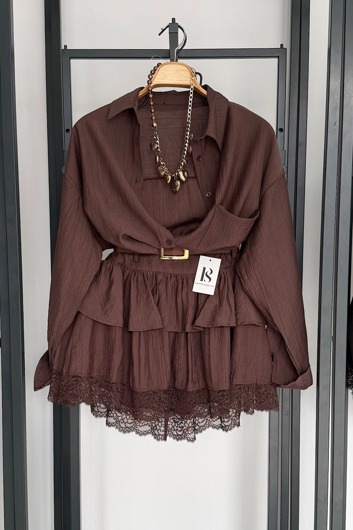 Kırinkıl Desen Takım Kahverengi