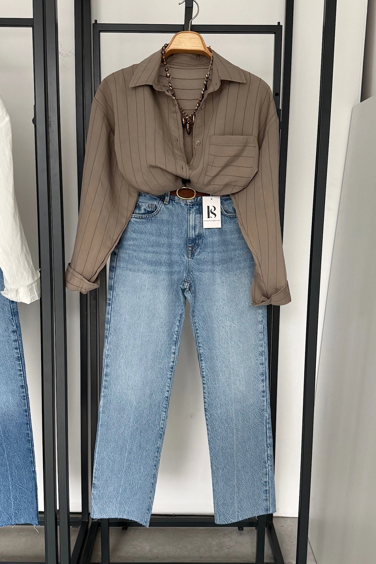 Bs Tek Cepli Dokumalı Gömlek Taş