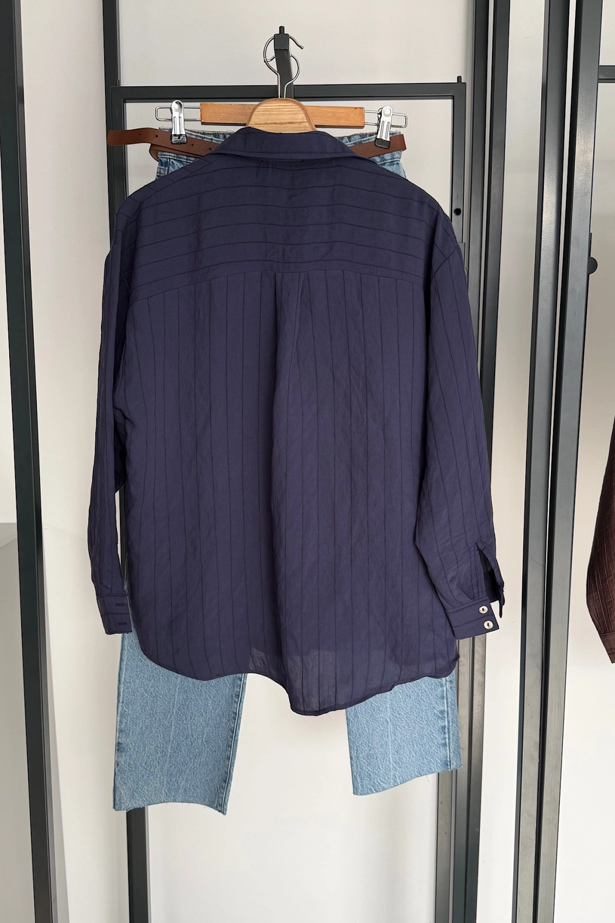 Bs Tek Cepli Dokumalı Gömlek Lacivert