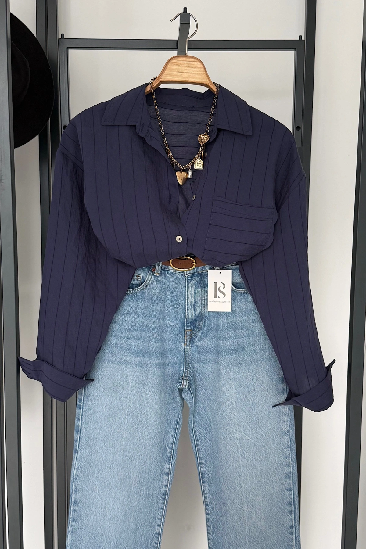 Bs Tek Cepli Dokumalı Gömlek Lacivert