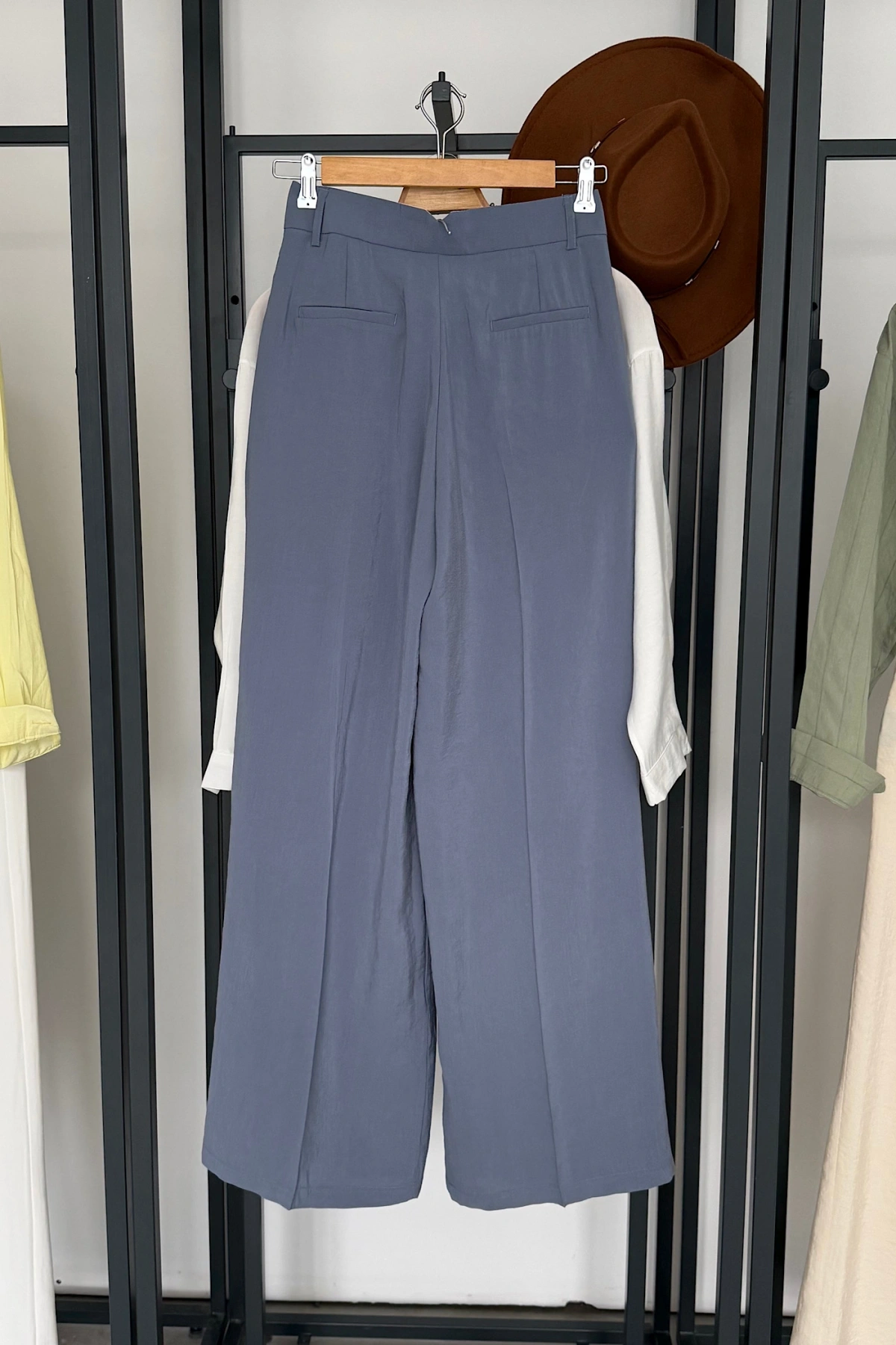 Bs Pile Detaylı Modal Pantolon Mavi