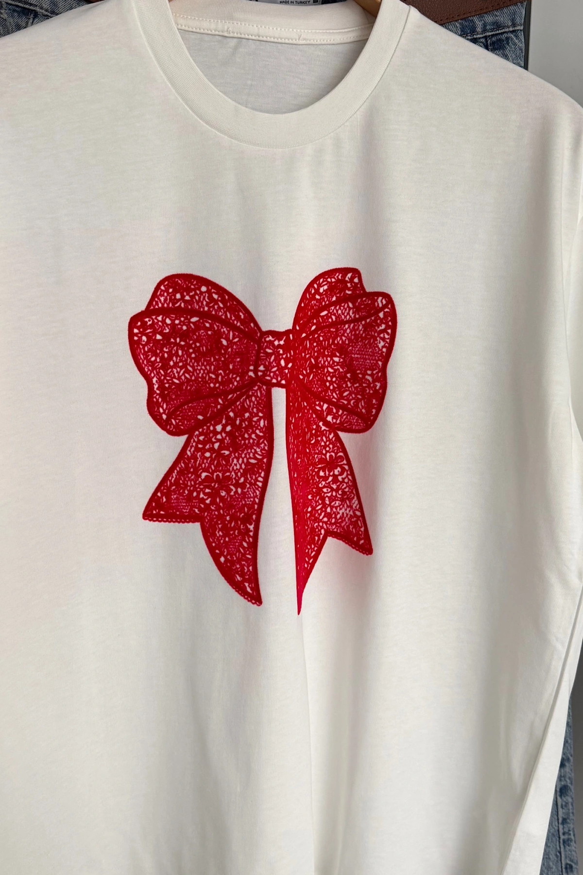 Kurdela Baskılı T-Shirt Ekru