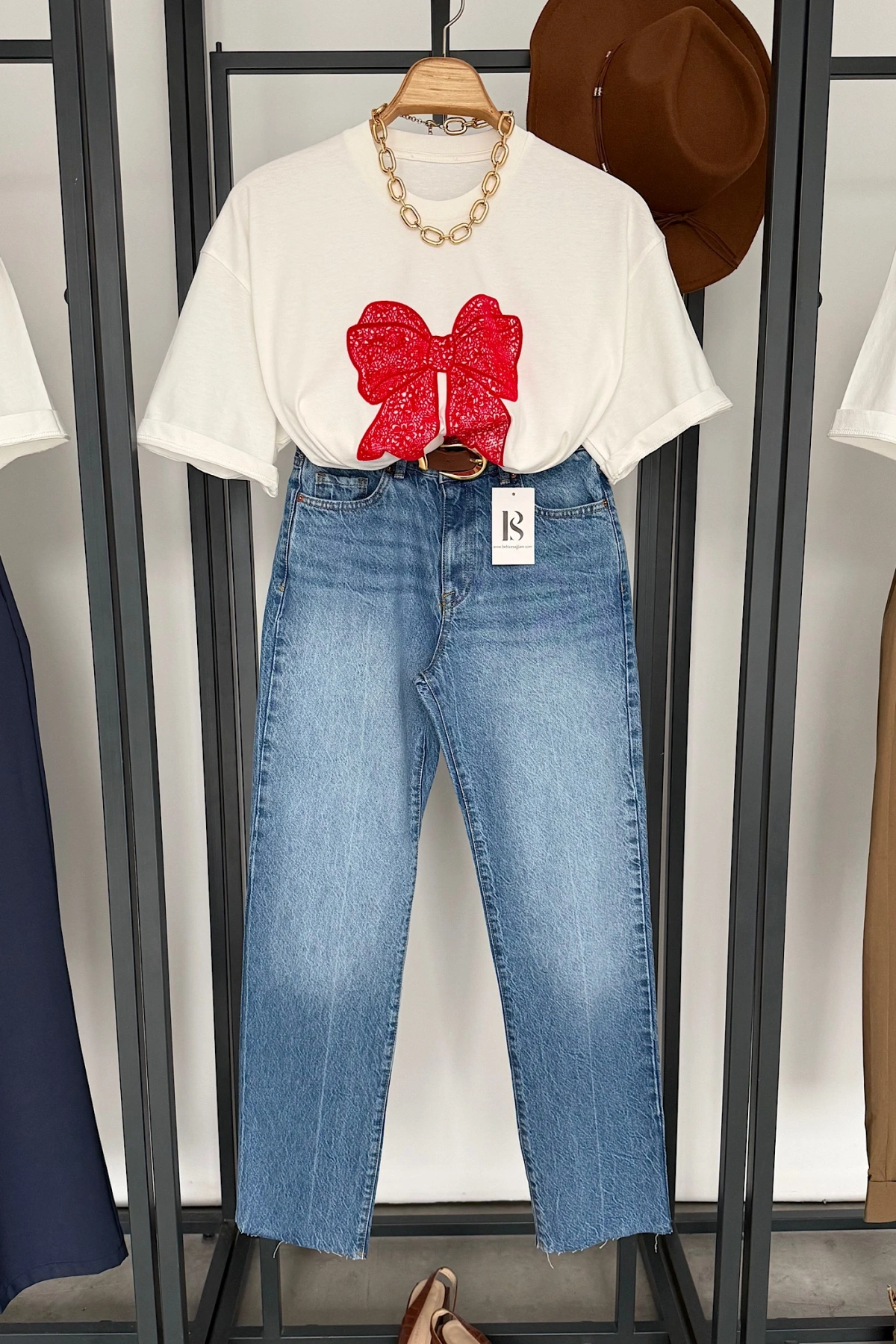 Kurdela Baskılı T-Shirt Ekru