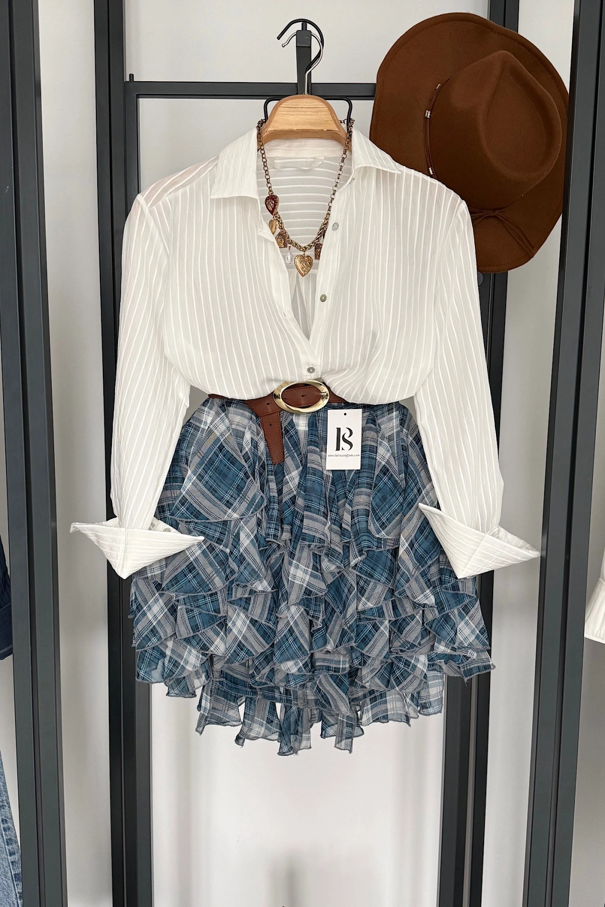 Çizgi Desenli Gömlek Beyaz