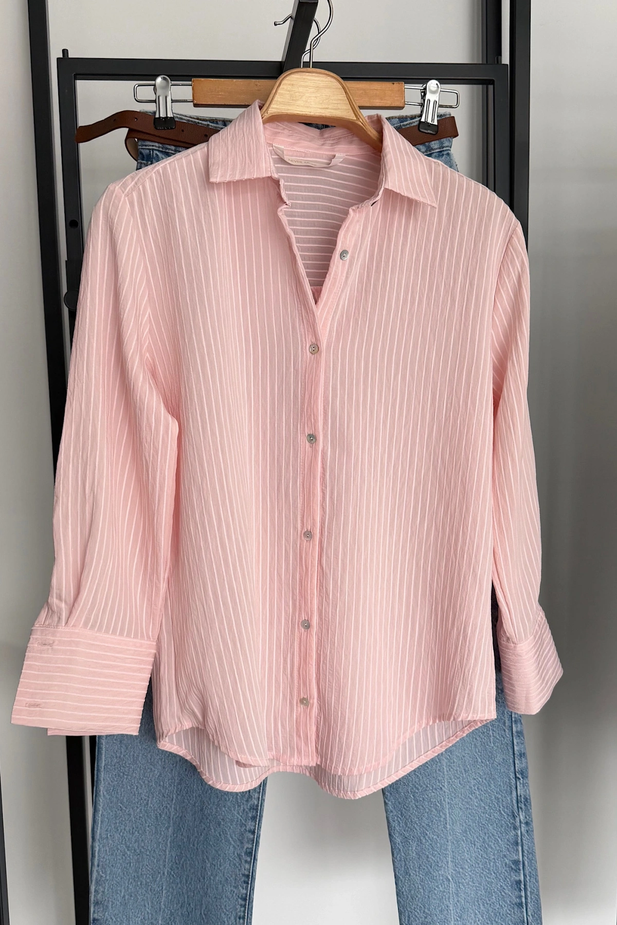 Çizgi Desenli Gömlek Pembe